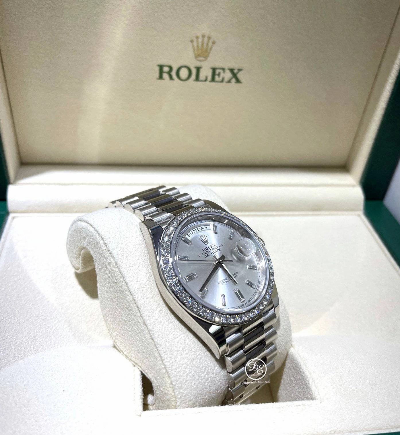 Rolex President Day-Date 40mm  228349 18K White Gold Green Roman Dial UNWORN