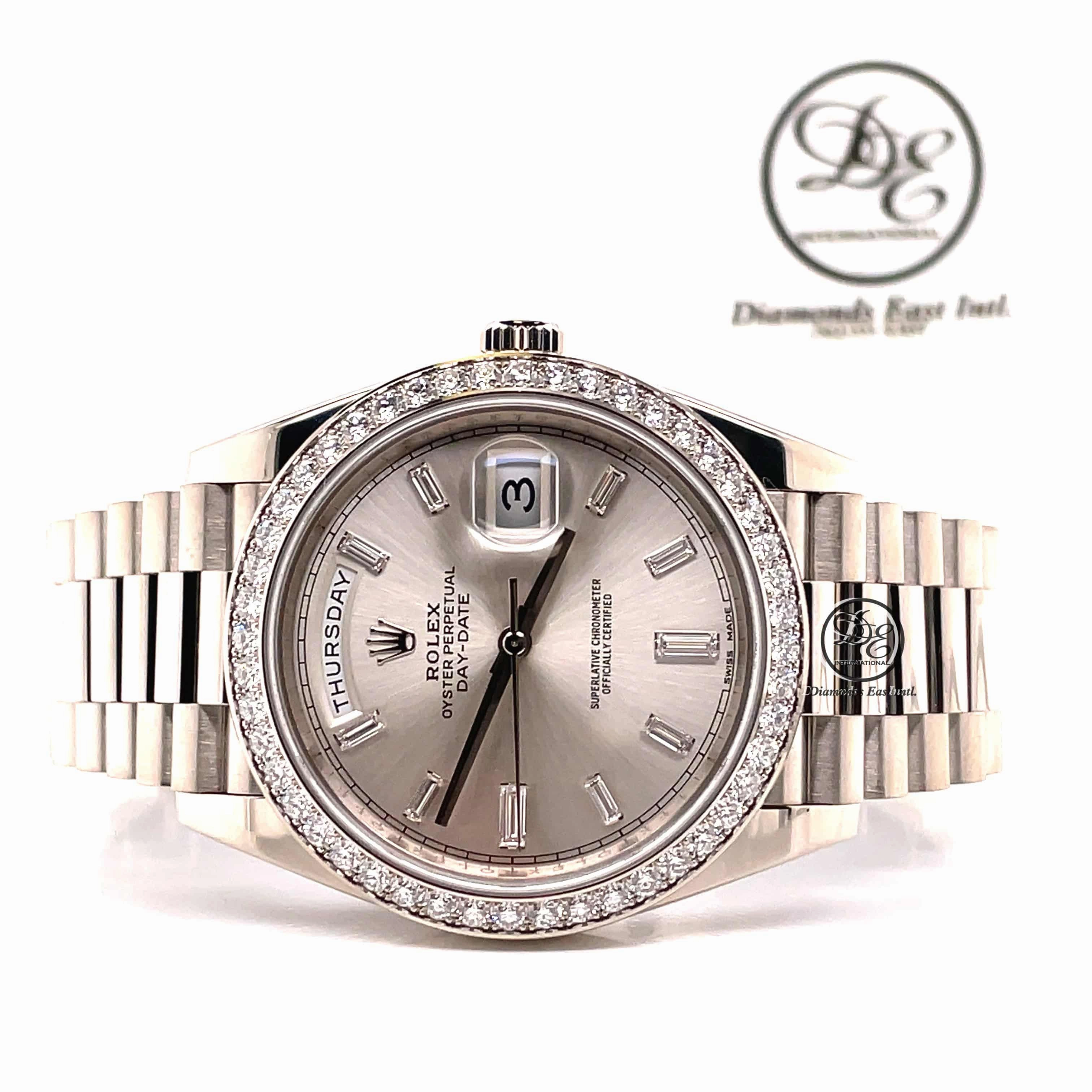 Rolex President Day-Date 40mm  228349 18K White Gold Green Roman Dial UNWORN