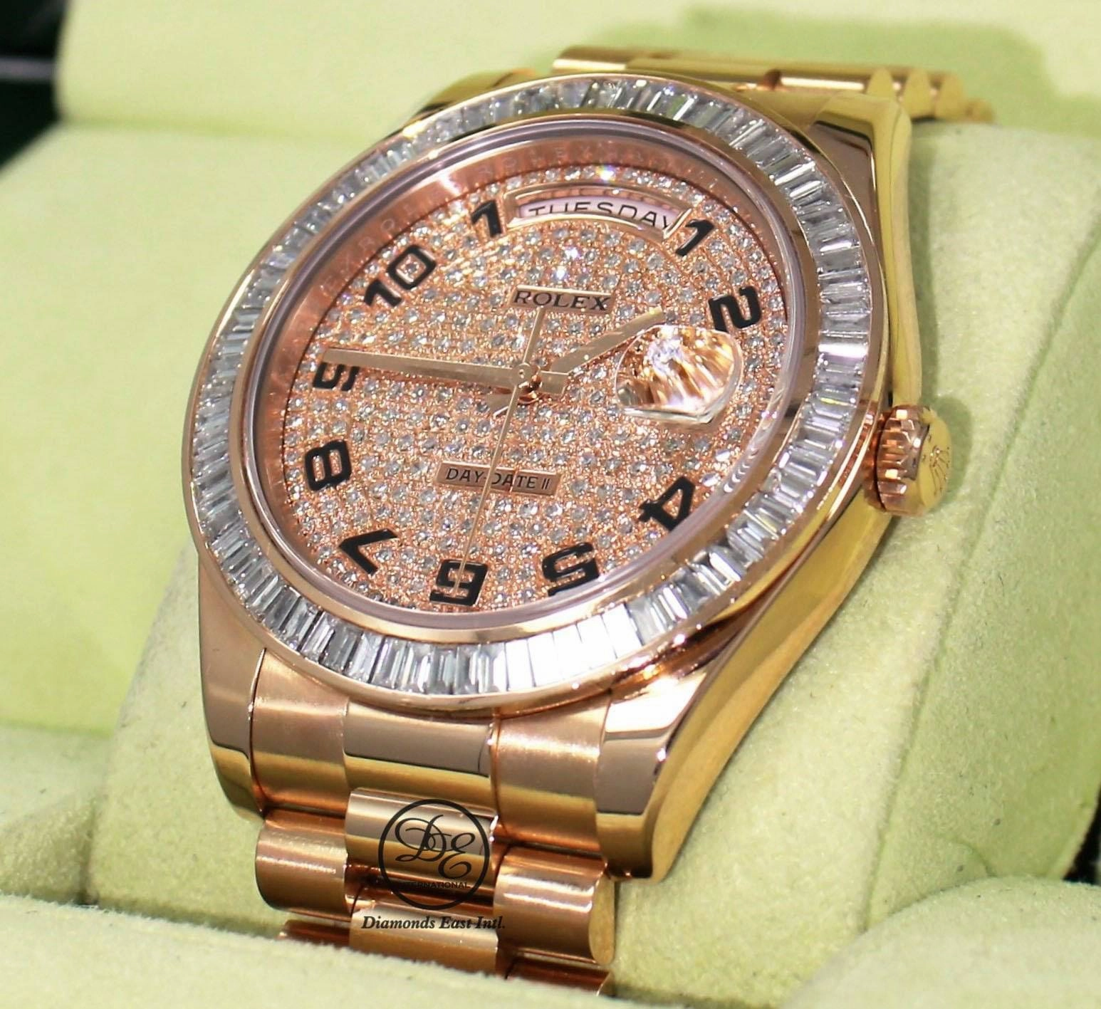 Rolex President Day-Date 41mm 218235 18K Rose Gold 6CT Bezel Pave Diamond Dial