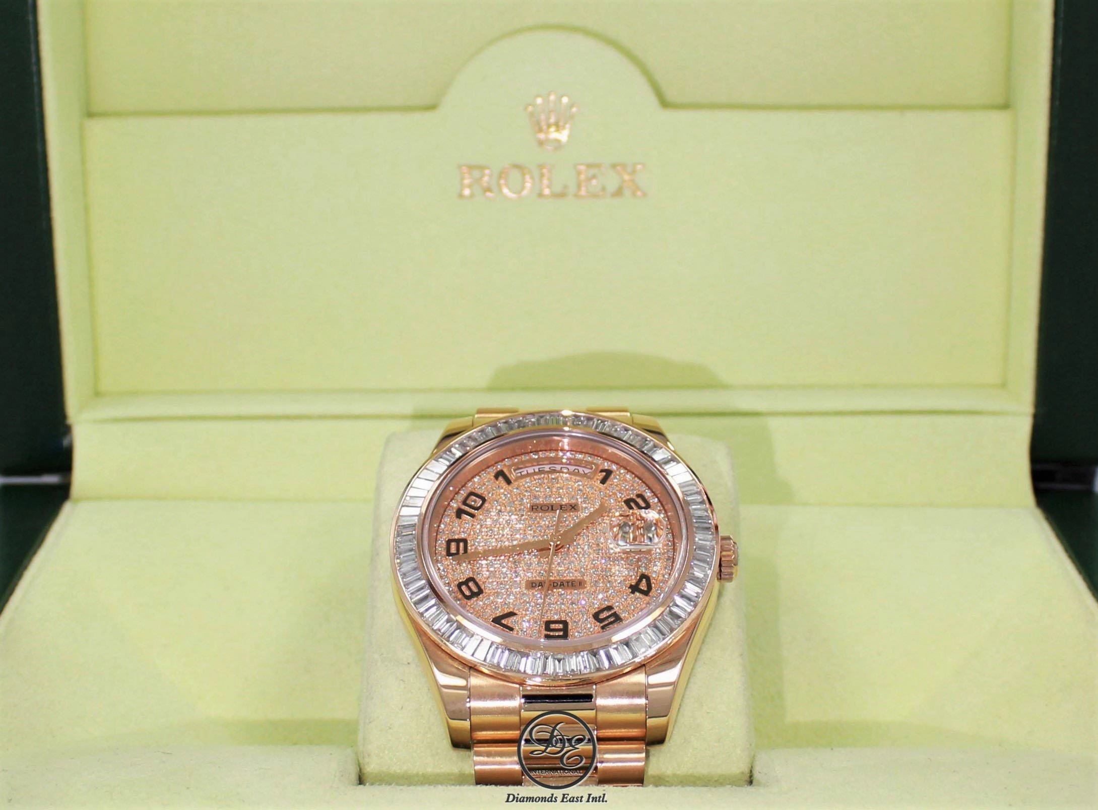 Rolex President Day-Date 41mm 218235 18K Rose Gold 6CT Bezel Pave Diamond Dial