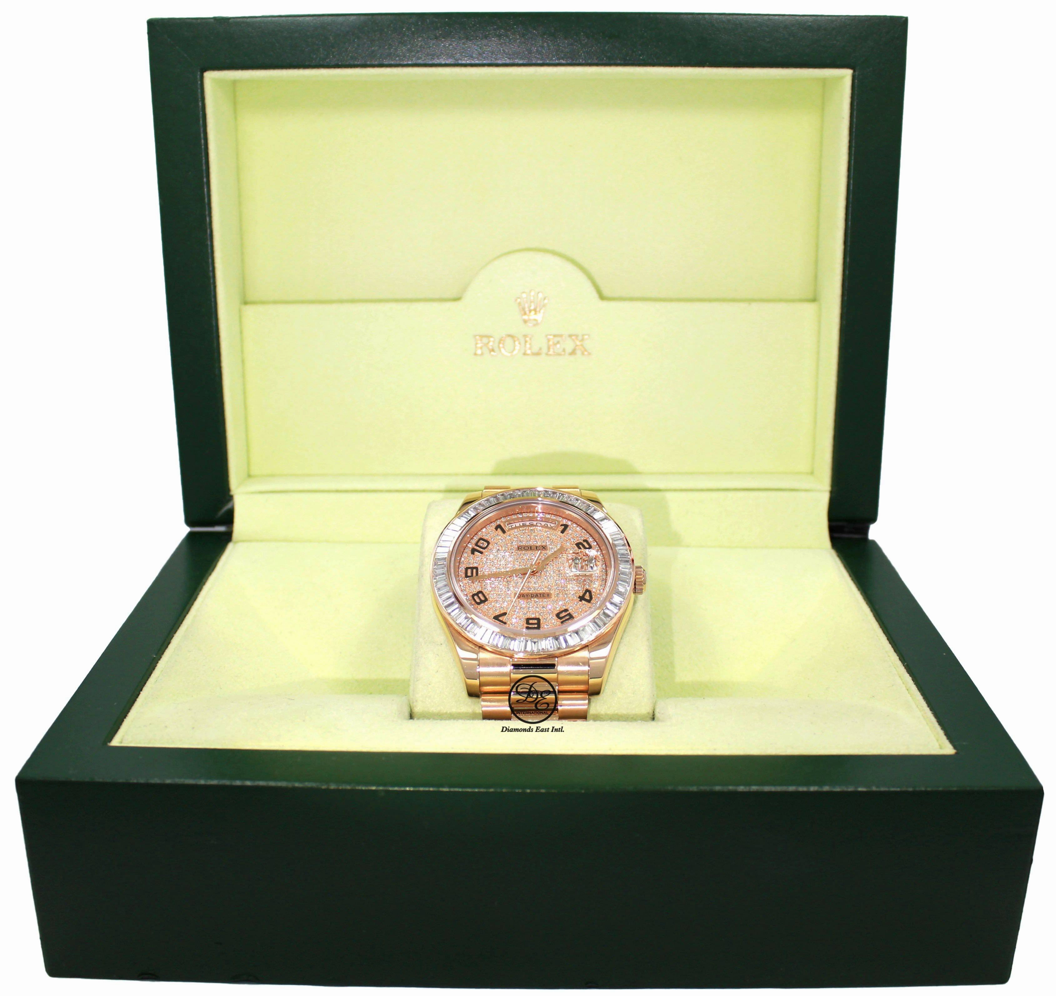 Rolex President Day-Date 41mm 218235 18K Rose Gold 6CT Bezel Pave Diamond Dial