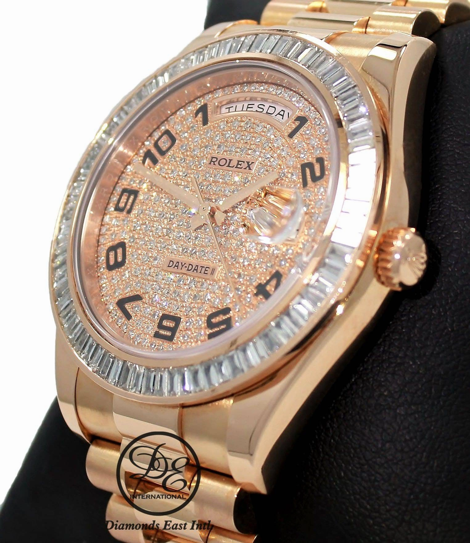 Rolex President Day-Date 41mm 218235 18K Rose Gold 6CT Bezel Pave Diamond Dial