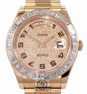 Rolex President Day-Date 41mm 218235 18K Rose Gold 6CT Bezel Pave Diamond Dial