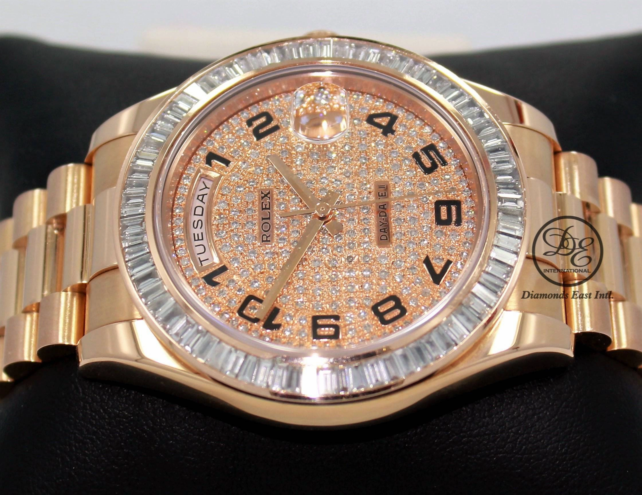 Rolex President Day-Date 41mm 218235 18K Rose Gold 6CT Bezel Pave Diamond Dial