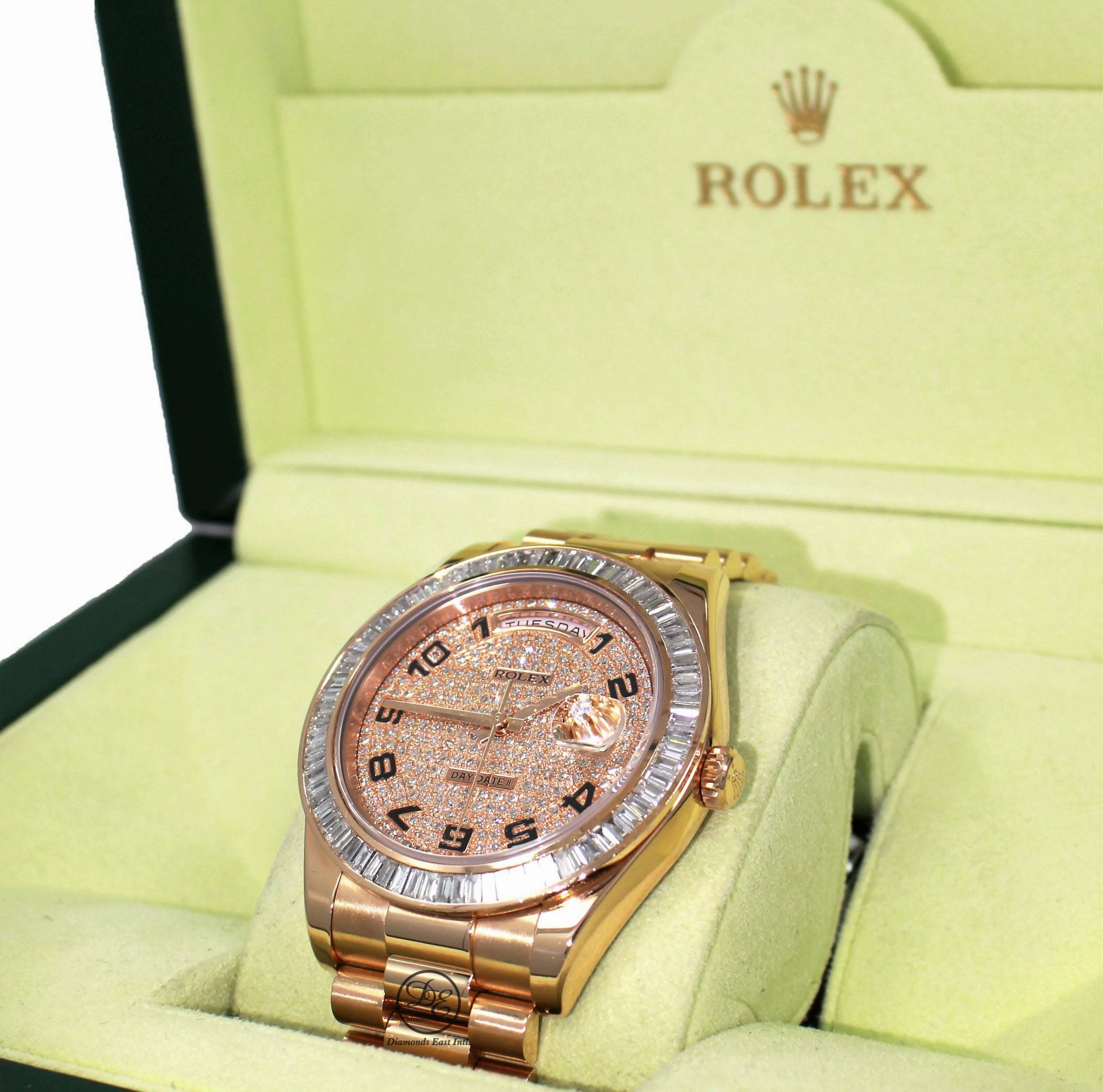 Rolex President Day-Date 41mm 218235 18K Rose Gold 6CT Bezel Pave Diamond Dial