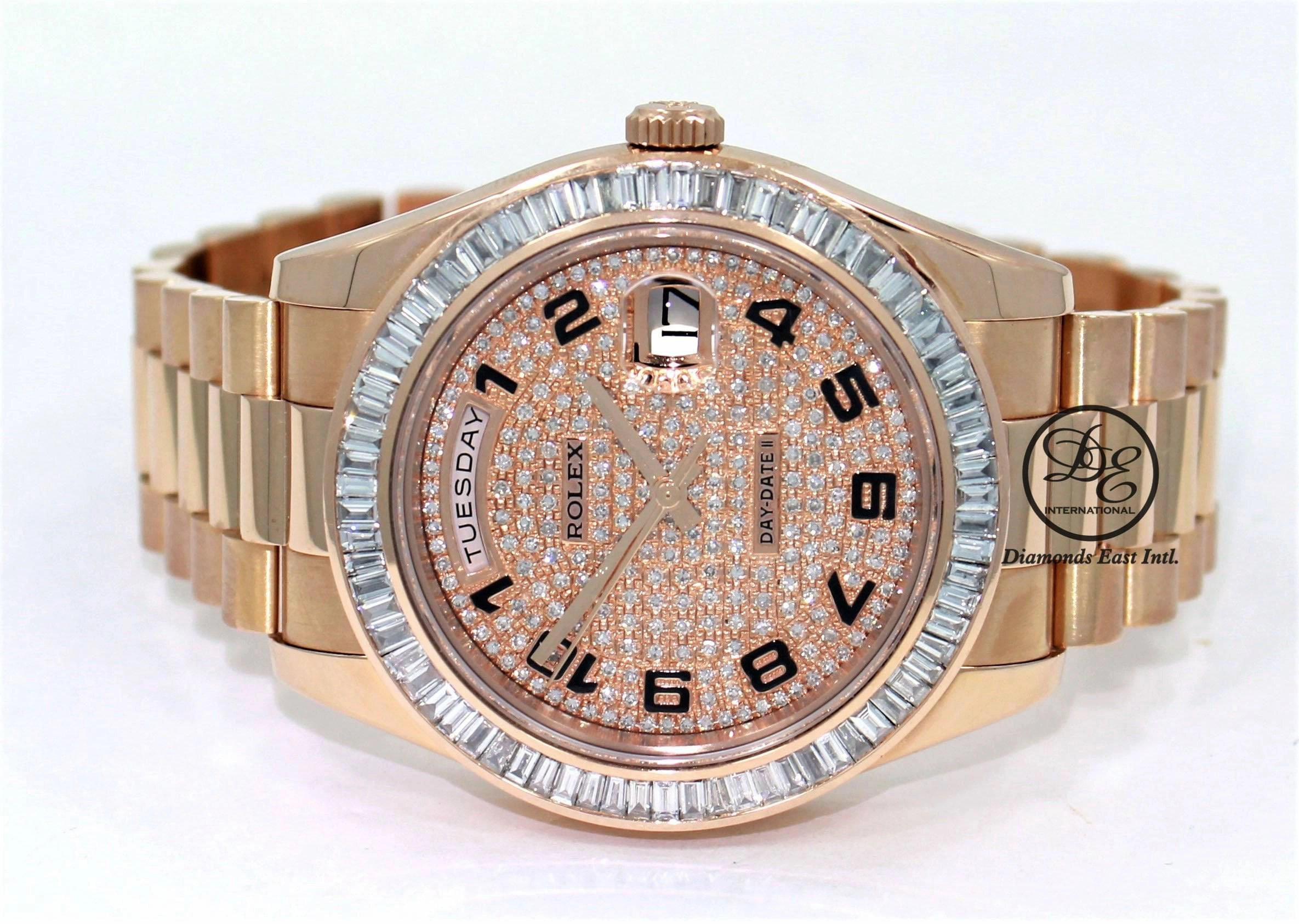 Rolex President Day-Date 41mm 218235 18K Rose Gold 6CT Bezel Pave Diamond Dial