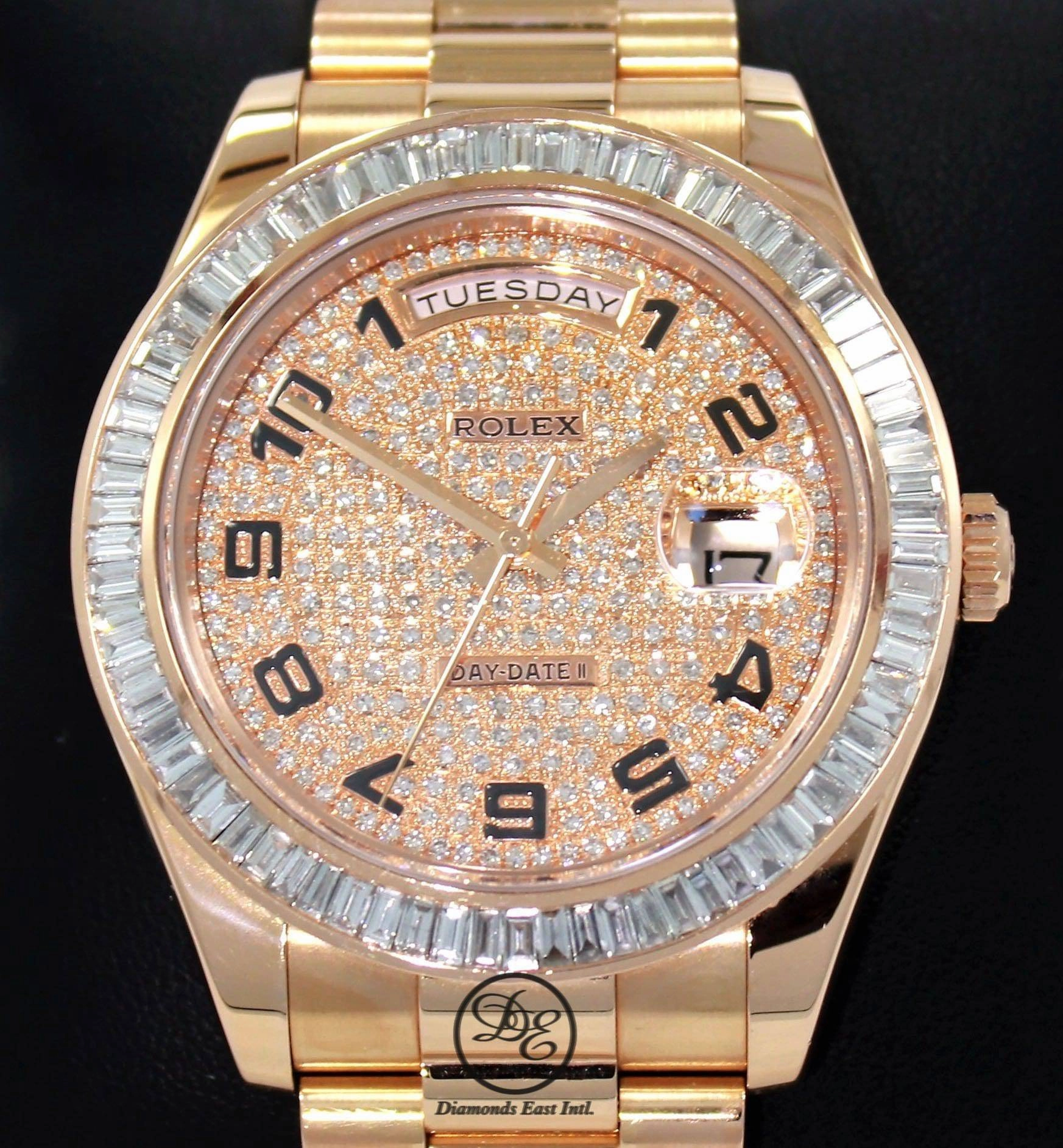 Rolex President Day-Date 41mm 218235 18K Rose Gold 6CT Bezel Pave Diamond Dial