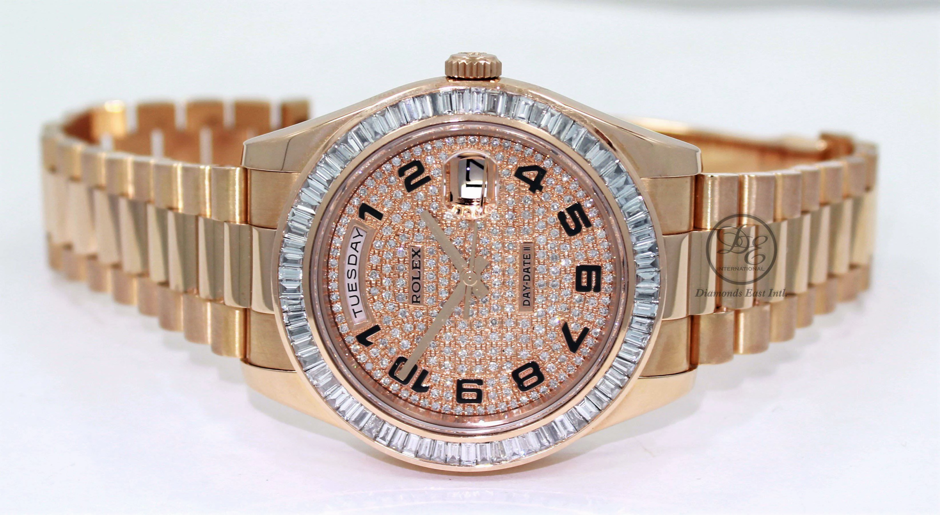 Rolex President Day-Date 41mm 218235 18K Rose Gold 6CT Bezel Pave Diamond Dial