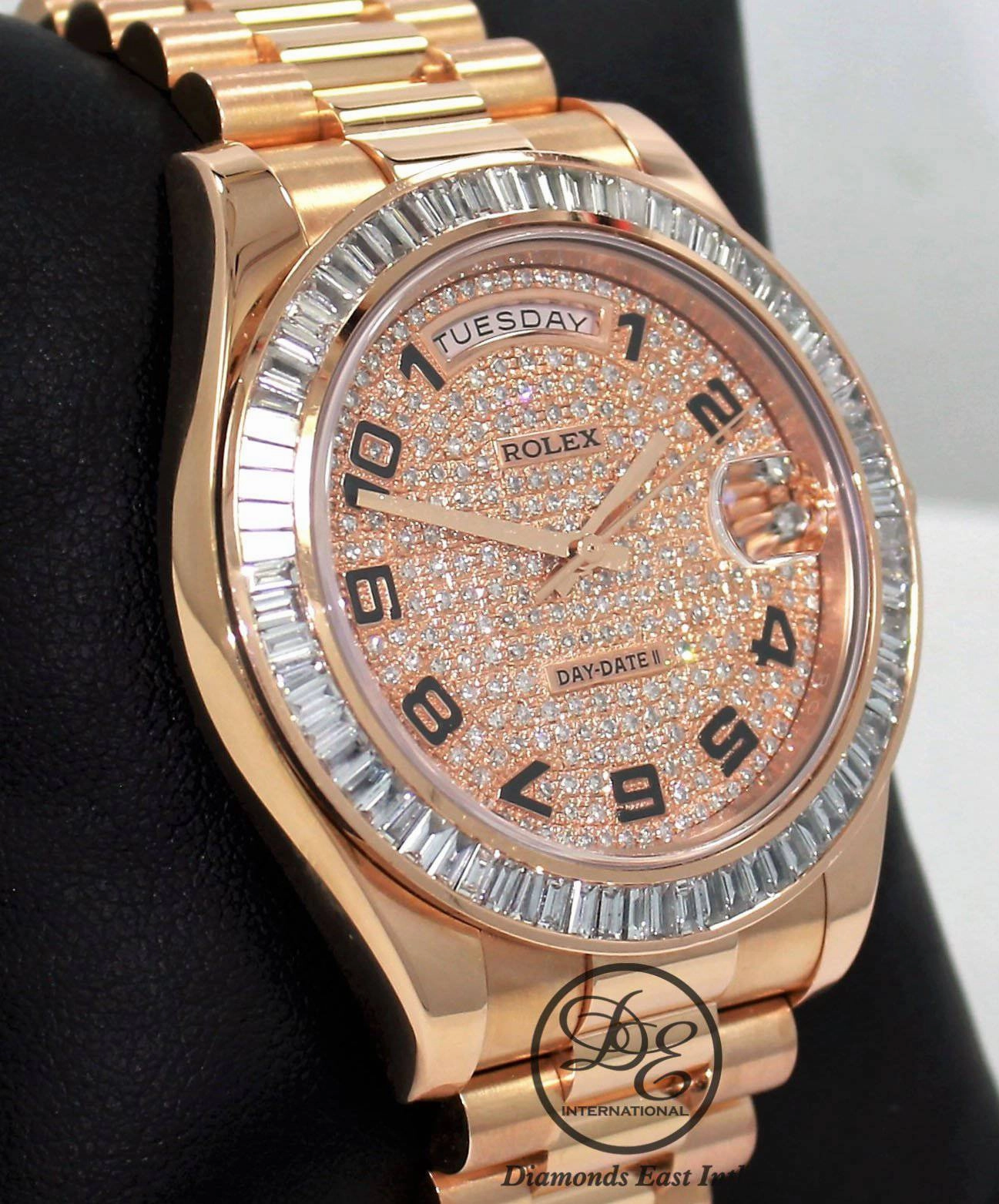 Rolex President Day-Date 41mm 218235 18K Rose Gold 6CT Bezel Pave Diamond Dial