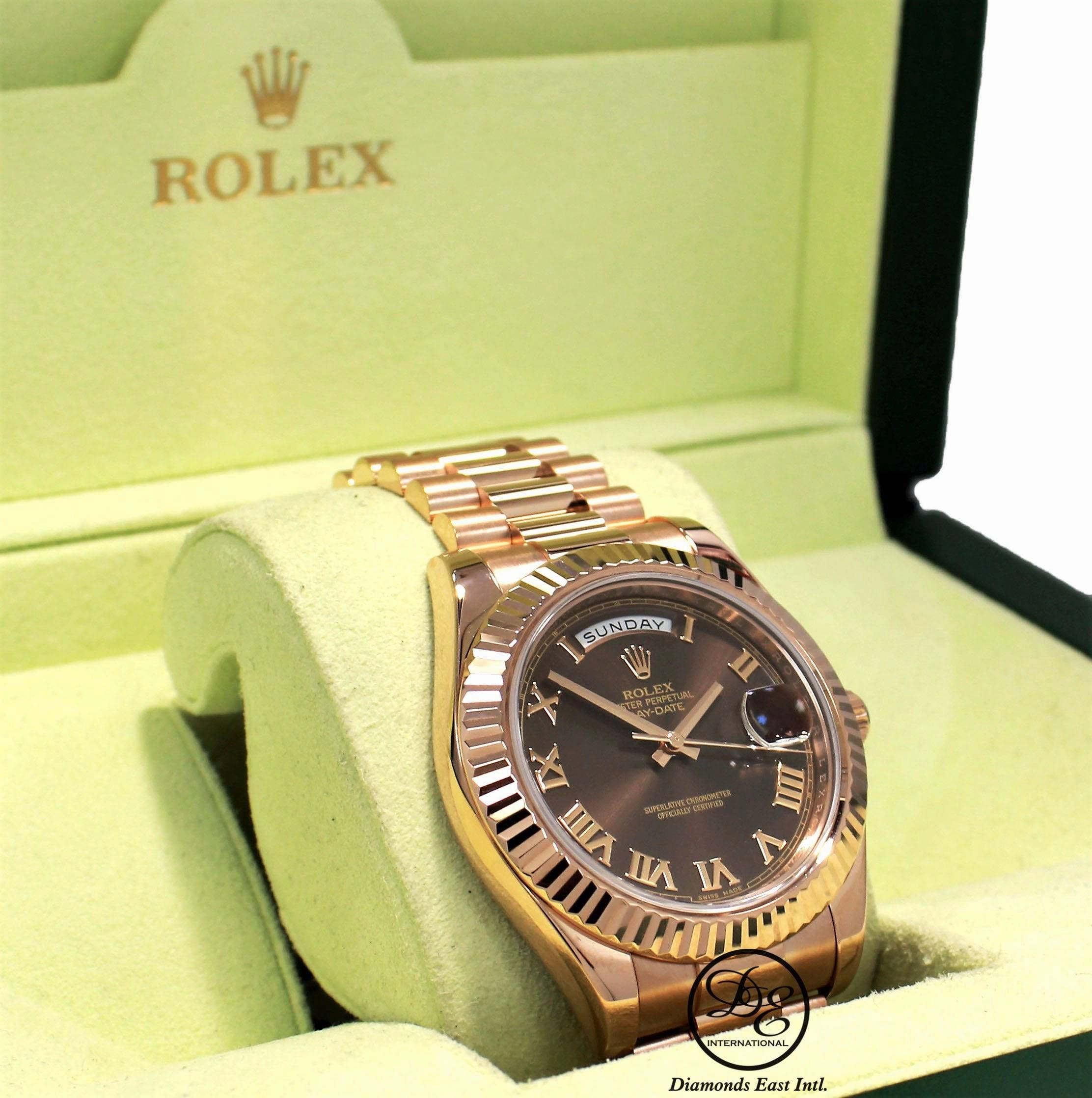 Rolex President Day-Date 41mm 218235 18K Rose Gold Chocolate Dial BOX/PAPERS