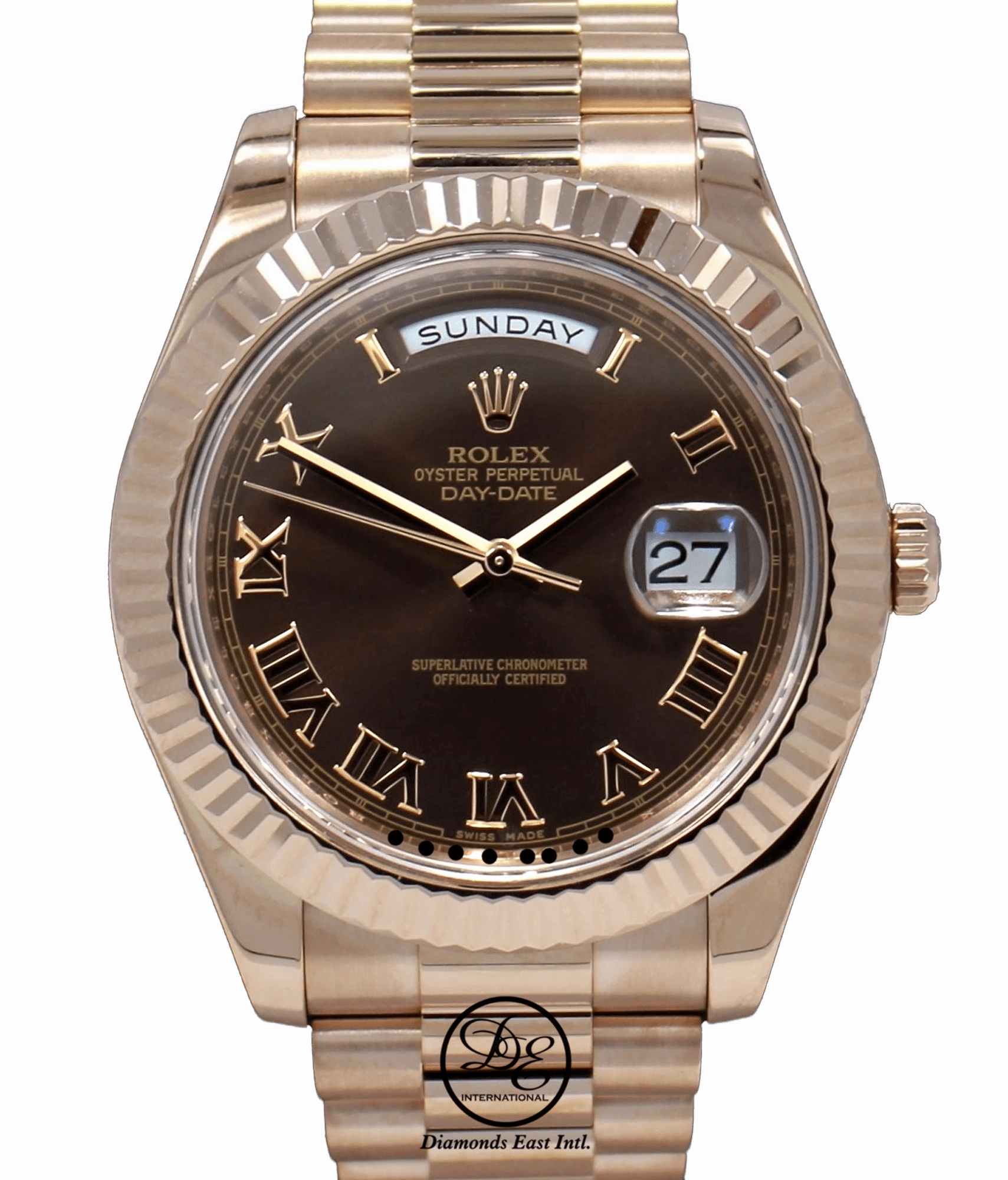 Rolex President Day-Date 41mm 218235 18K Rose Gold Chocolate Dial BOX/PAPERS