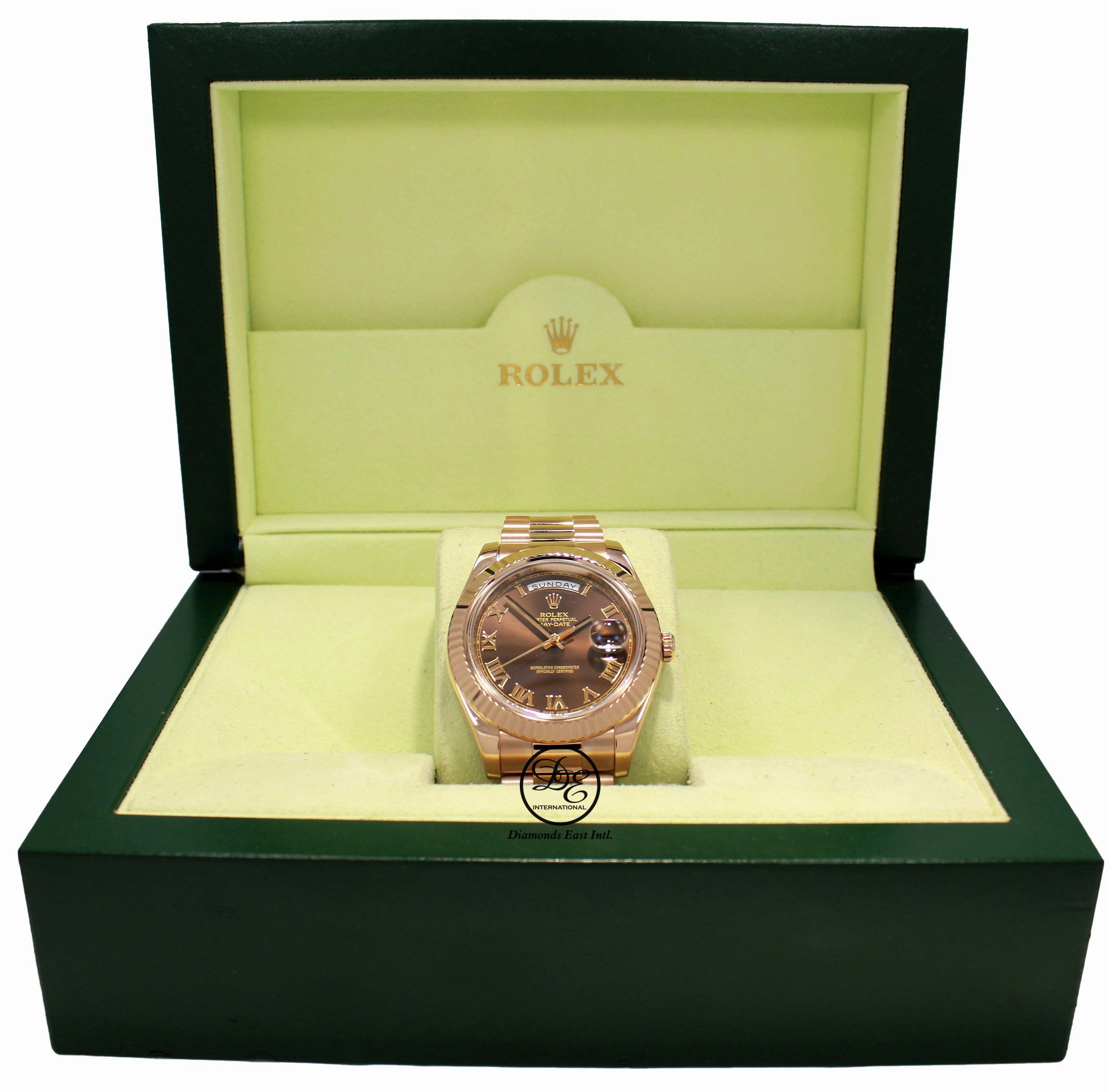 Rolex President Day-Date 41mm 218235 18K Rose Gold Chocolate Dial BOX/PAPERS