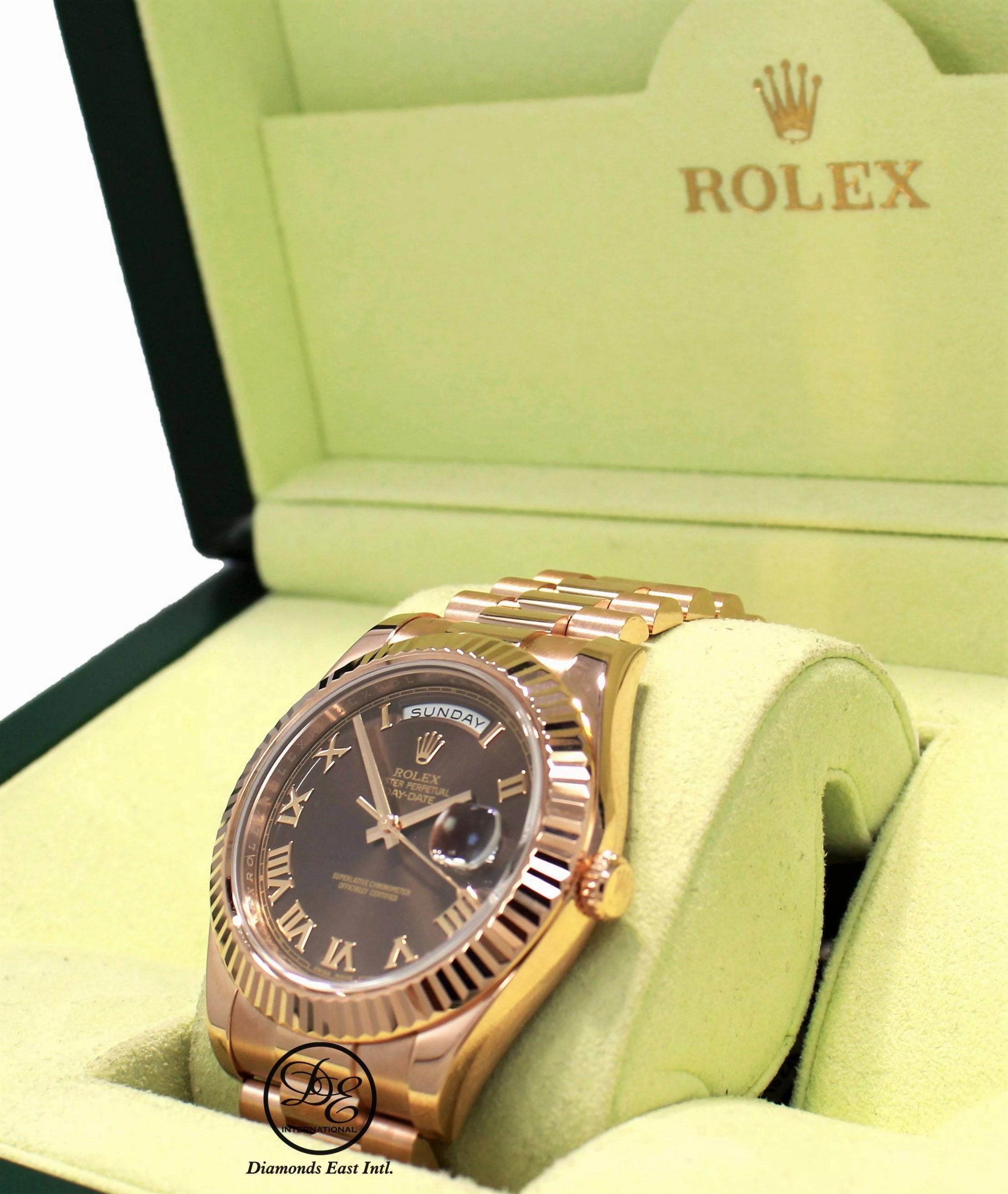 Rolex President Day-Date 41mm 218235 18K Rose Gold Chocolate Dial BOX/PAPERS