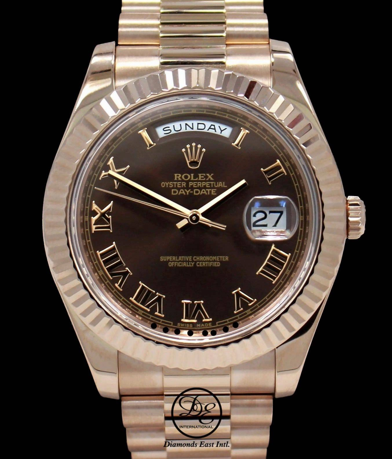 Rolex President Day-Date 41mm 218235 18K Rose Gold Chocolate Dial BOX/PAPERS
