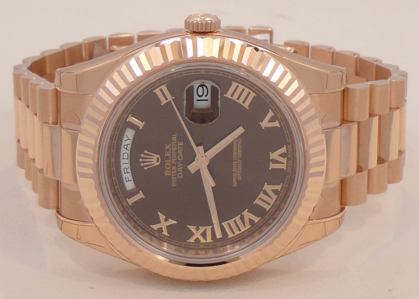 Rolex President Day-Date 41mm 218235 18K Rose Gold Chocolate Dial UNWORN FULLY STICKRED