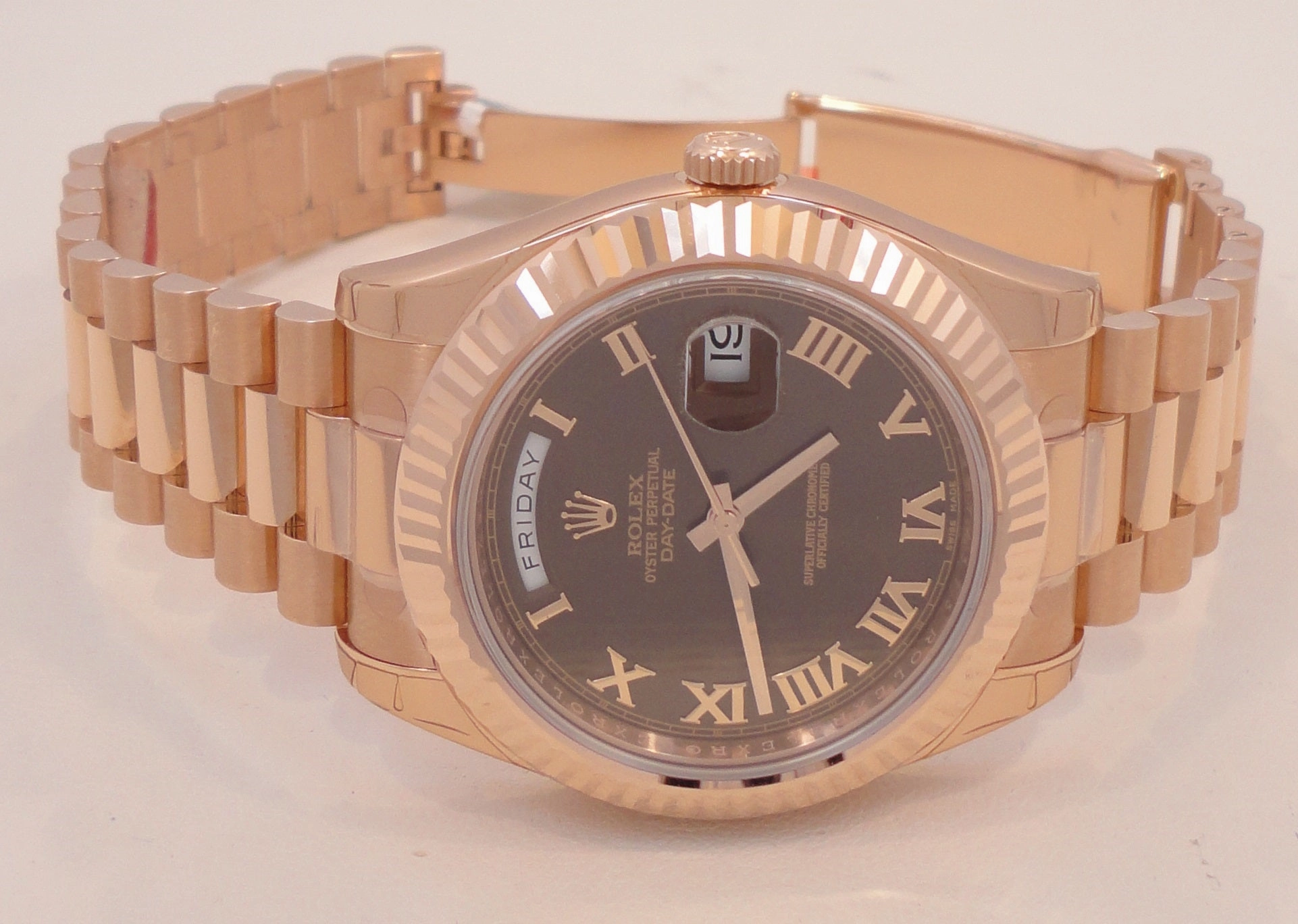 Rolex President Day-Date 41mm 218235 18K Rose Gold Chocolate Dial UNWORN FULLY STICKRED