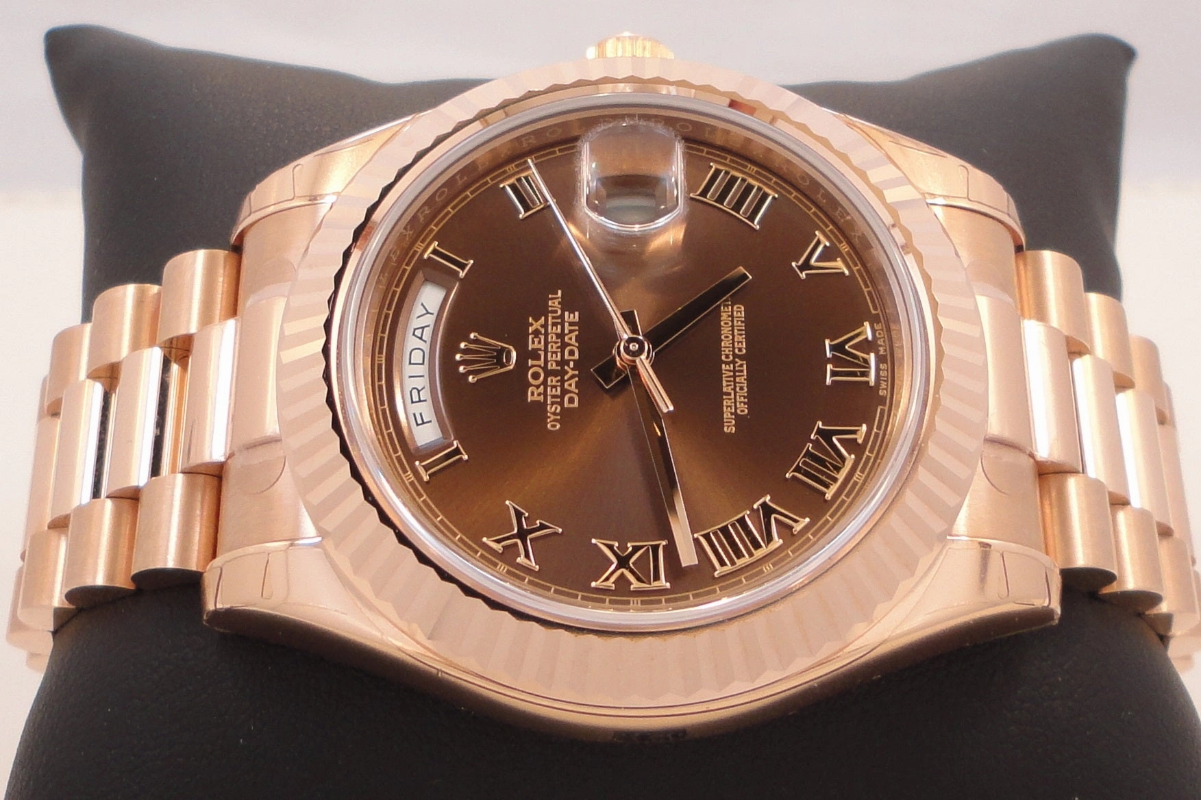 Rolex President Day-Date 41mm 218235 18K Rose Gold Chocolate Dial UNWORN FULLY STICKRED