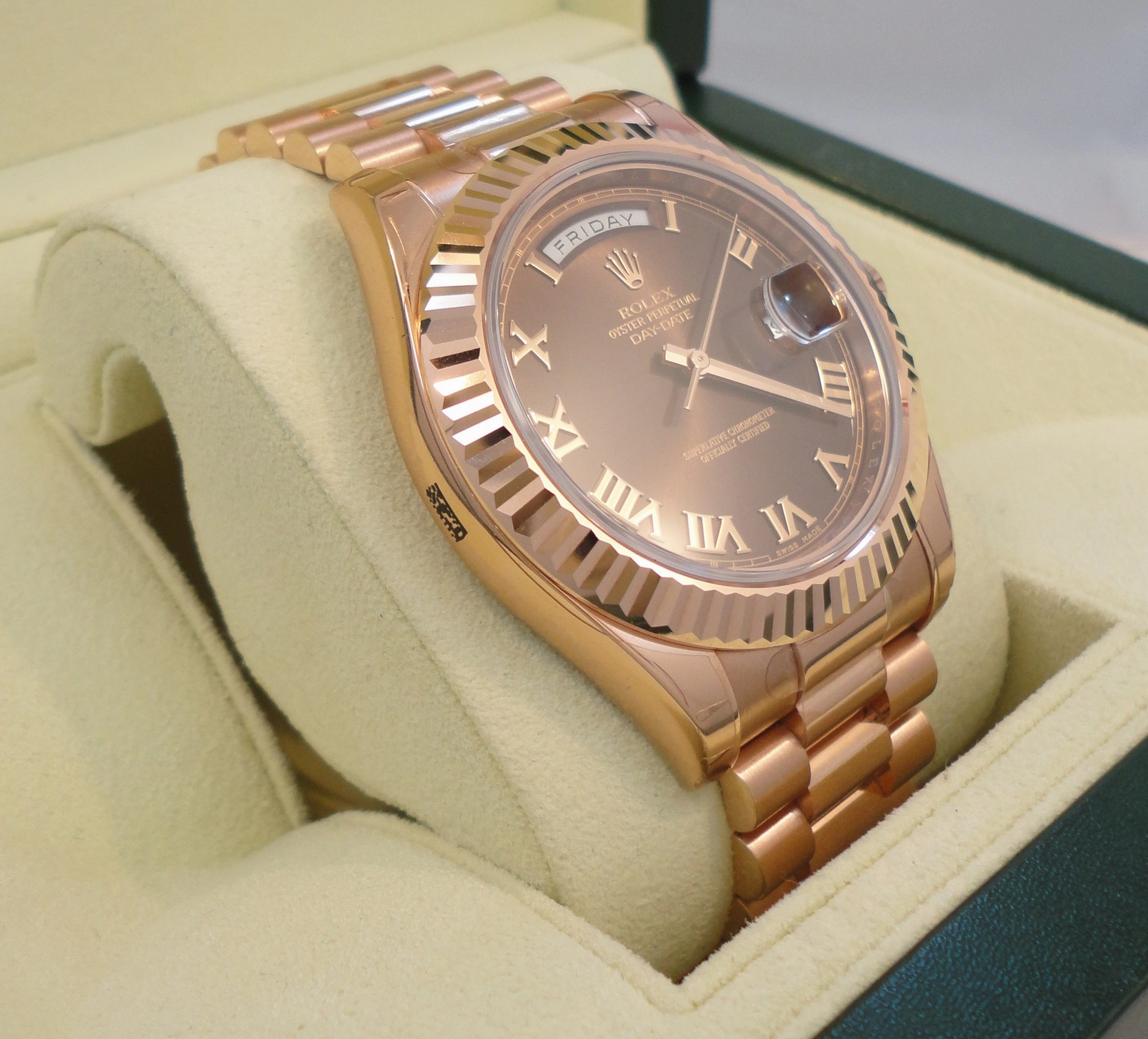 Rolex President Day-Date 41mm 218235 18K Rose Gold Chocolate Dial UNWORN FULLY STICKRED