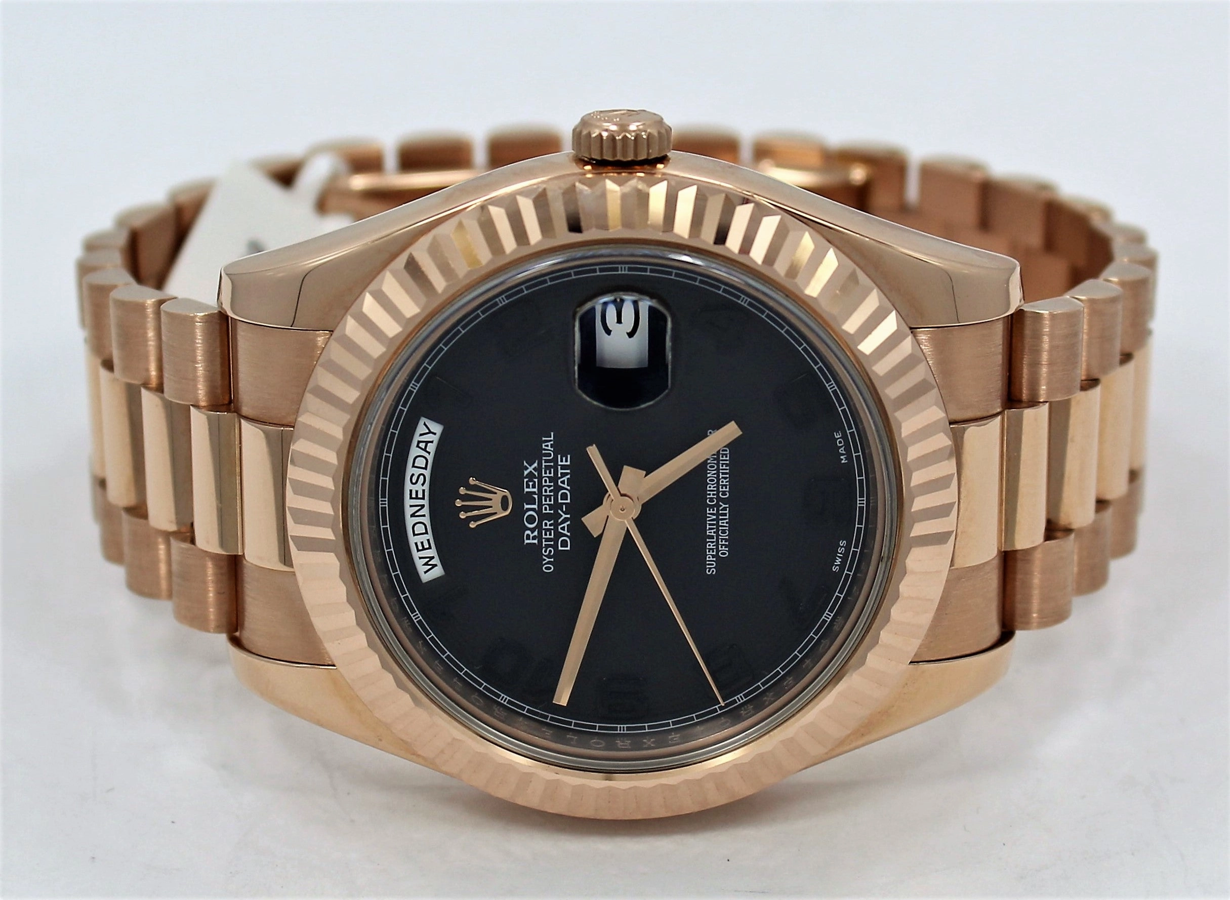 Rolex President Day-Date II 18K Rose Gold 41mm 218235 Black Concentric Dial