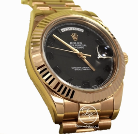 Rolex President Day-Date II 18K Rose Gold 41mm 218235 Black Concentric Dial