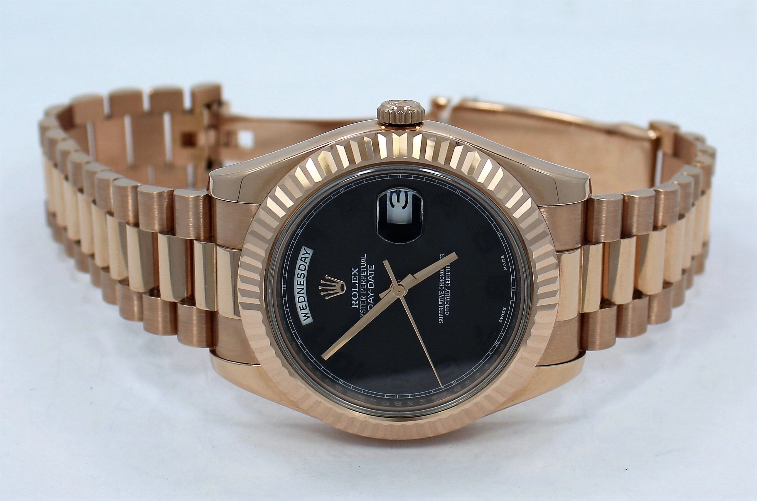Rolex President Day-Date II 18K Rose Gold 41mm 218235 Black Concentric Dial