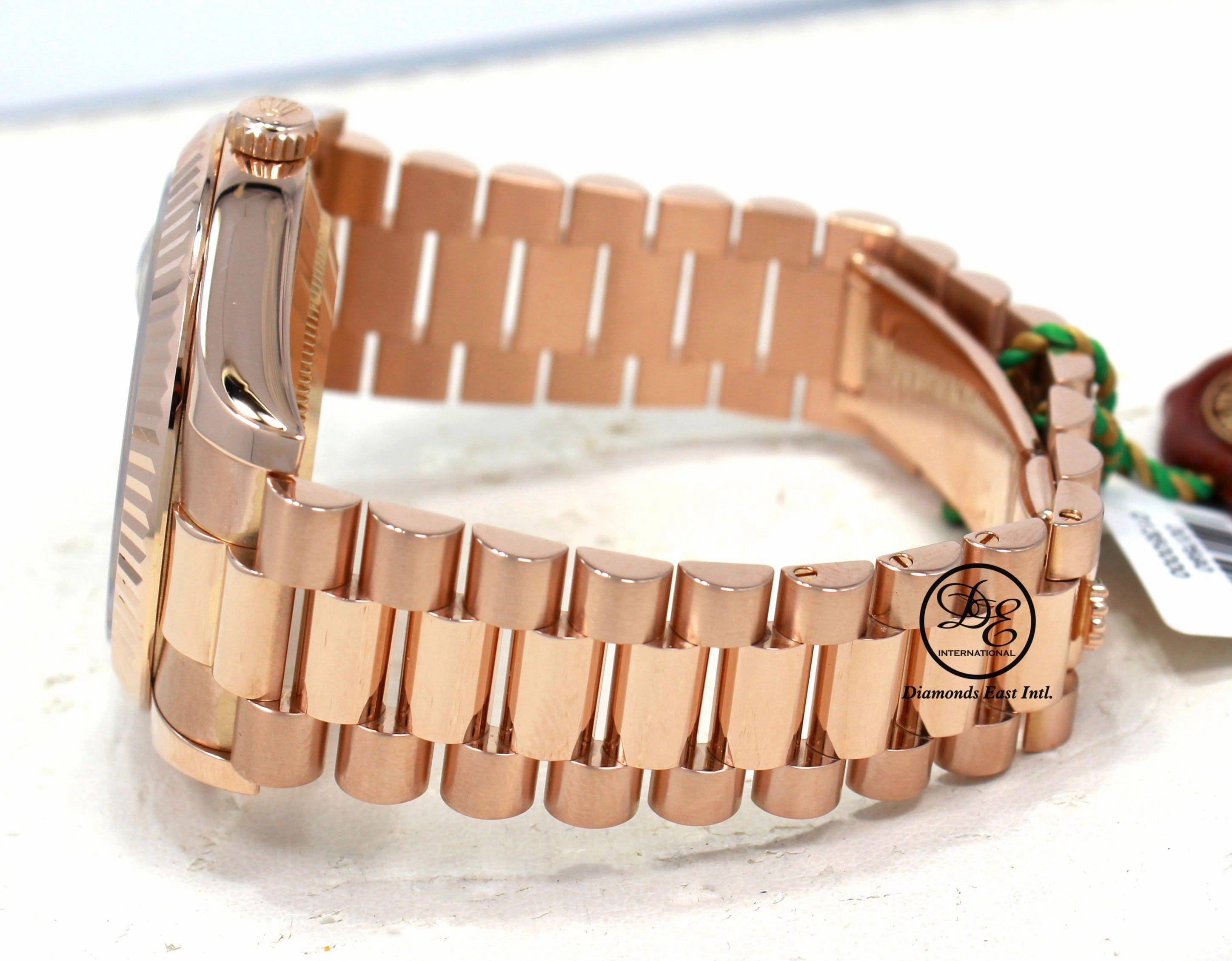 Rolex President Day-Date II 41mm 218235 18K Rose Gold Bronze Wave Dial BOX/PAPER