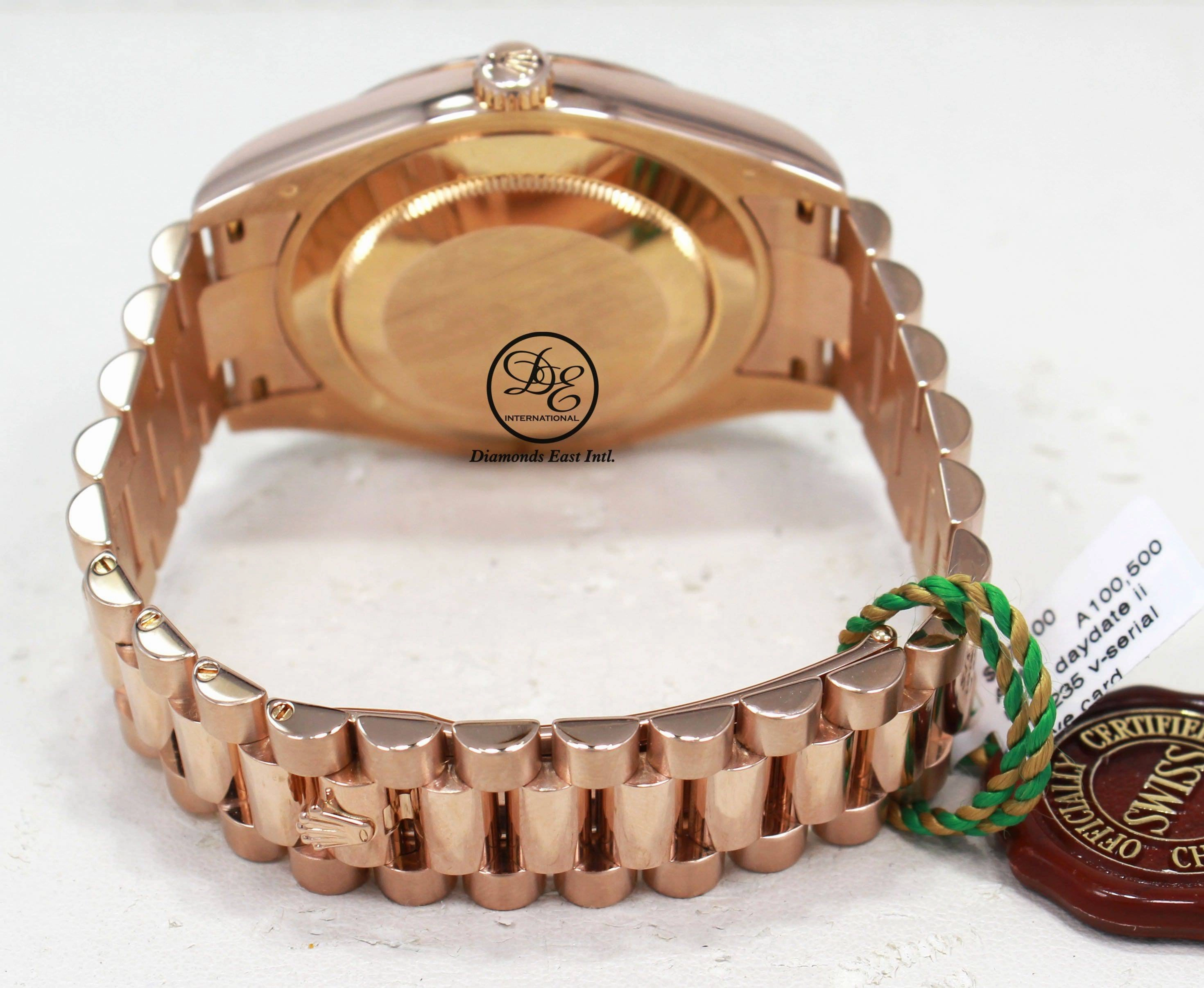 Rolex President Day-Date II 41mm 218235 18K Rose Gold Bronze Wave Dial BOX/PAPER
