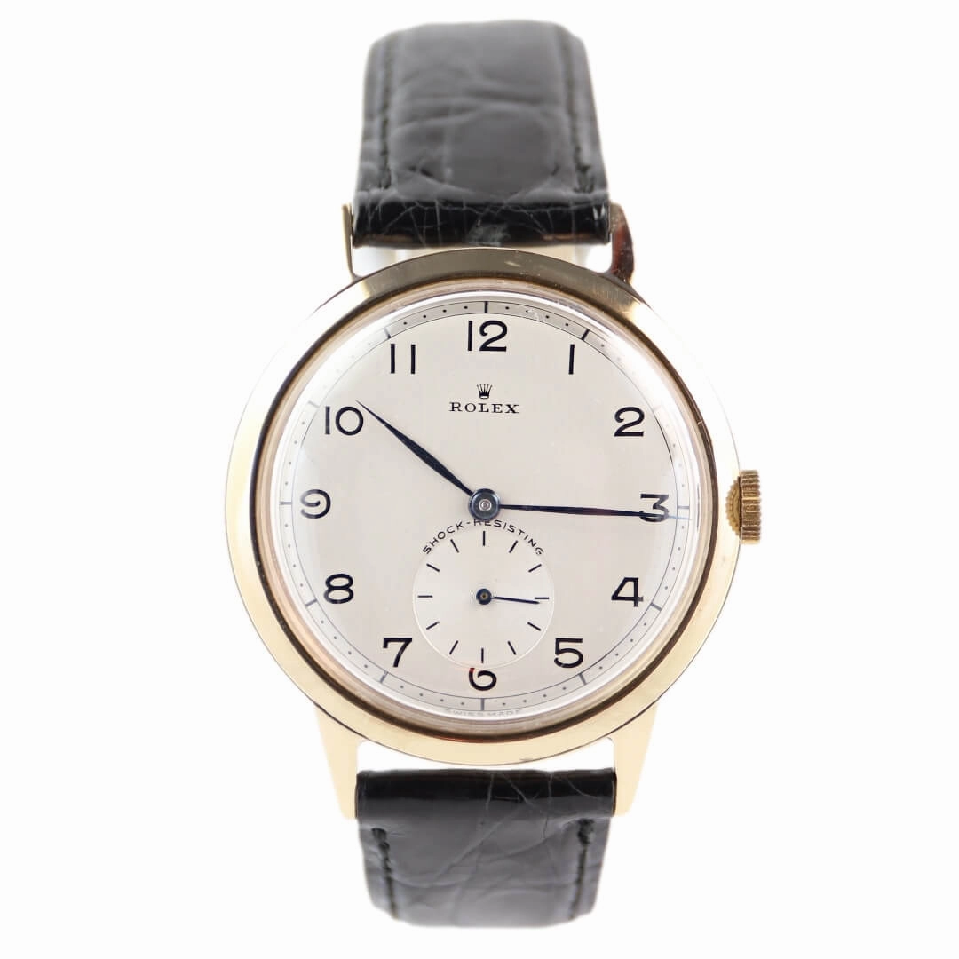 Rolex Shock Resisting 9k Gold, 1960 Vintage Dress Watch