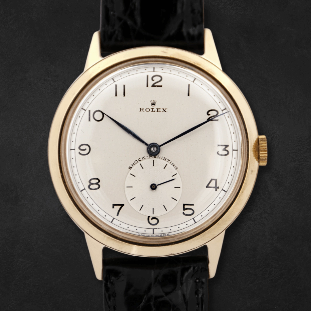 Rolex Shock Resisting 9k Gold, 1960 Vintage Dress Watch