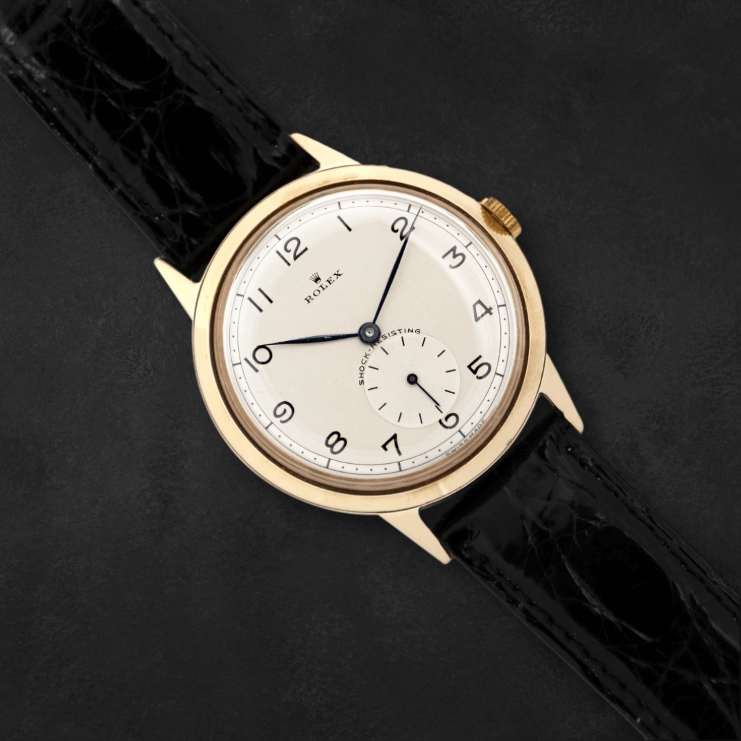 Rolex Shock Resisting 9k Gold, 1960 Vintage Dress Watch