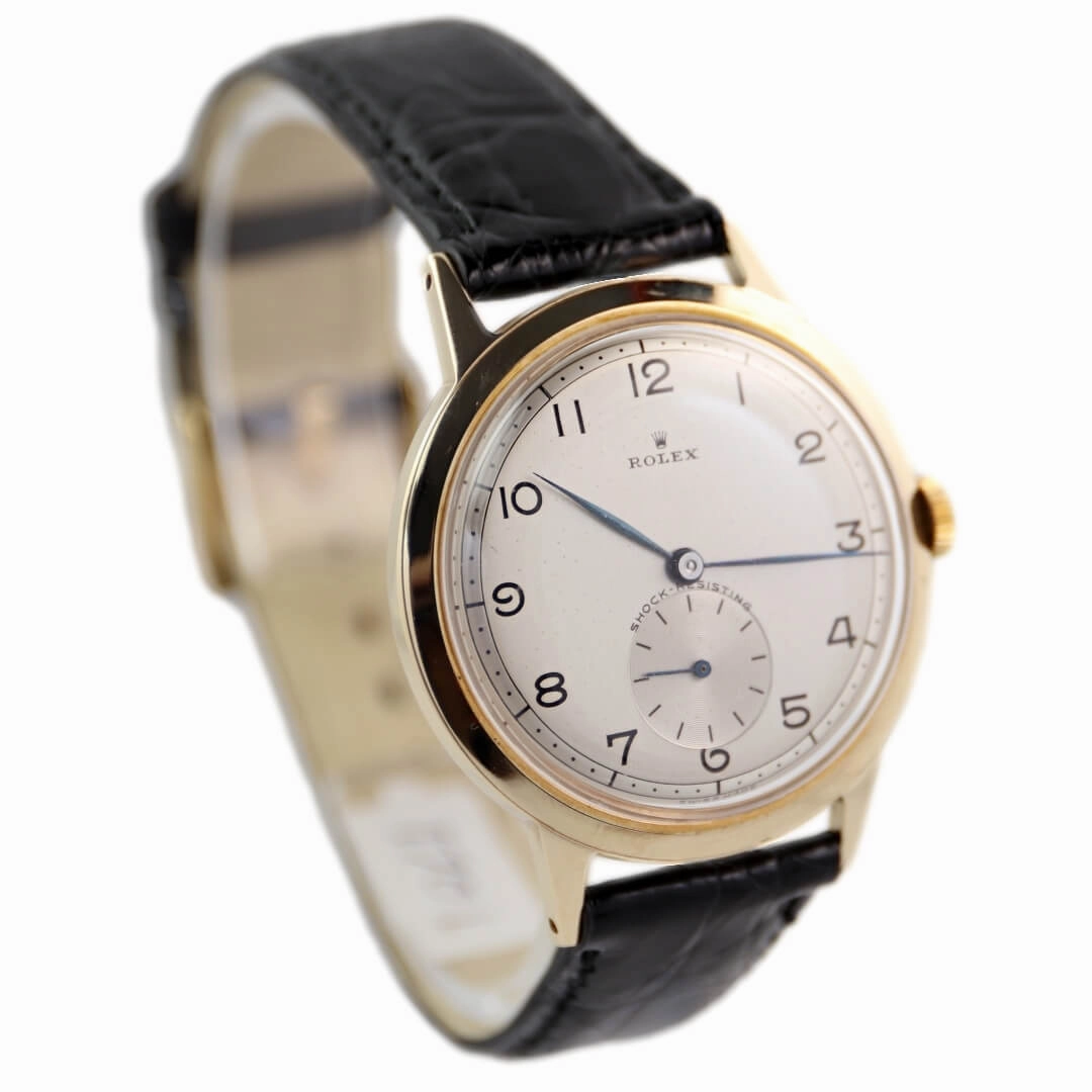 Rolex Shock Resisting 9k Gold, 1960 Vintage Dress Watch