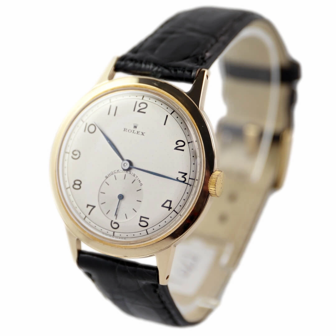 Rolex Shock Resisting 9k Gold, 1960 Vintage Dress Watch
