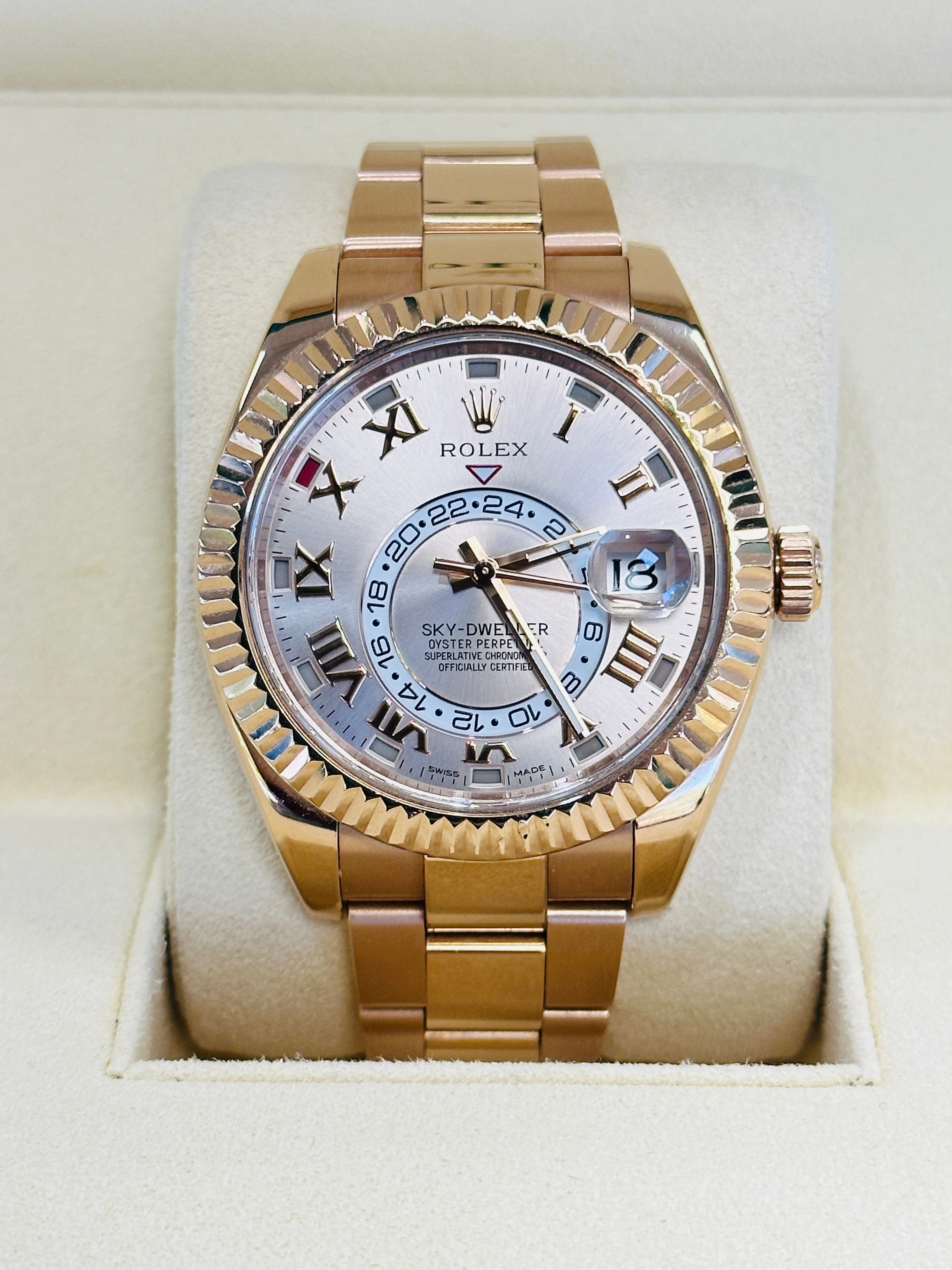 Rolex Sky-Dweller 18K Rose Gold Sundust Dial 326935 MINT