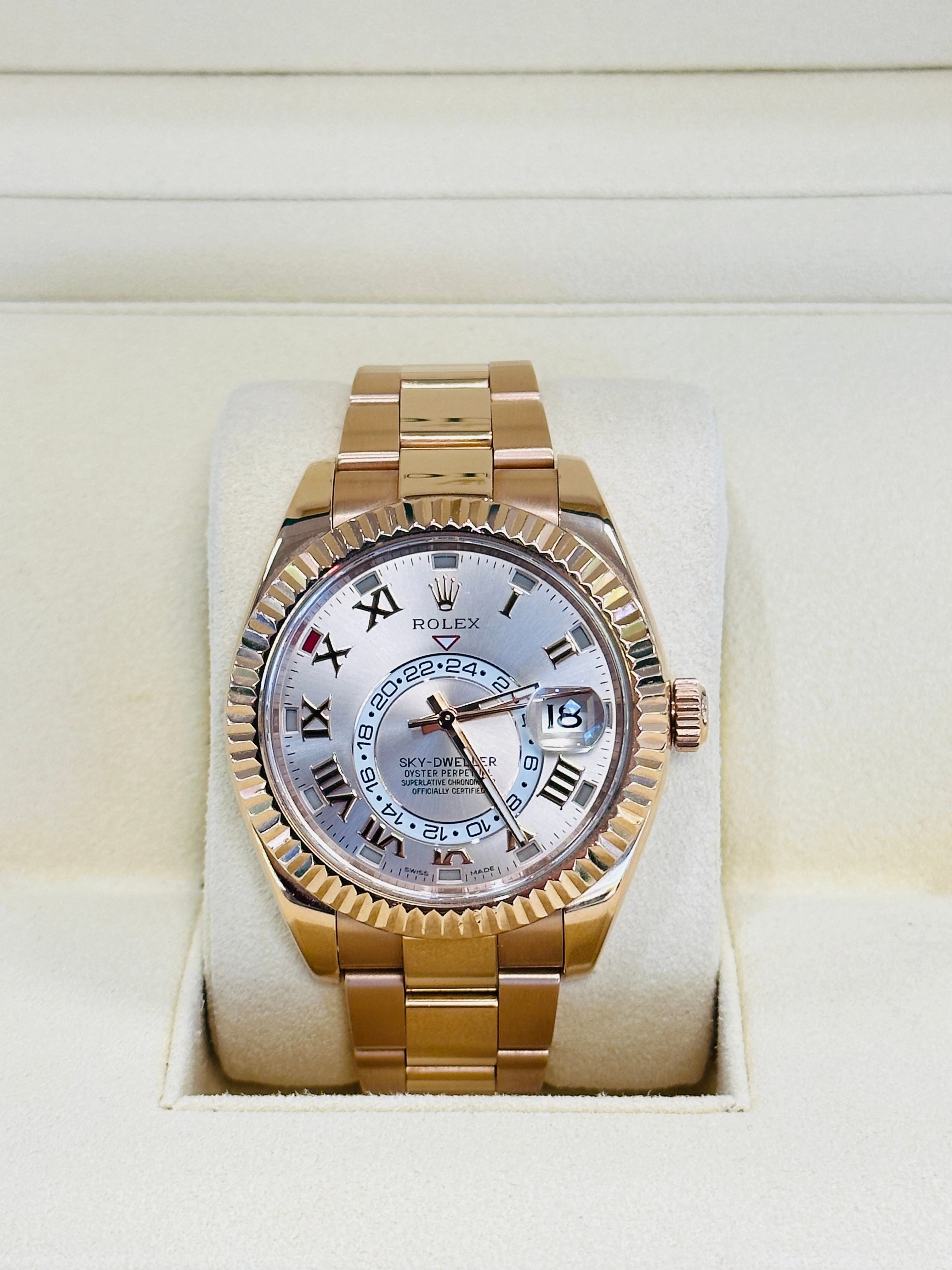 Rolex Sky-Dweller 18K Rose Gold Sundust Dial 326935 MINT