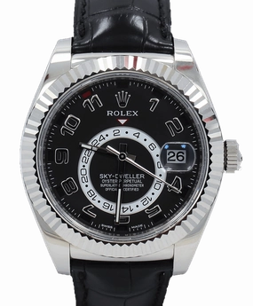 Rolex Sky-Dweller 18K White Gold 326139 BLKARS On Black Lather BOX/PAPERS