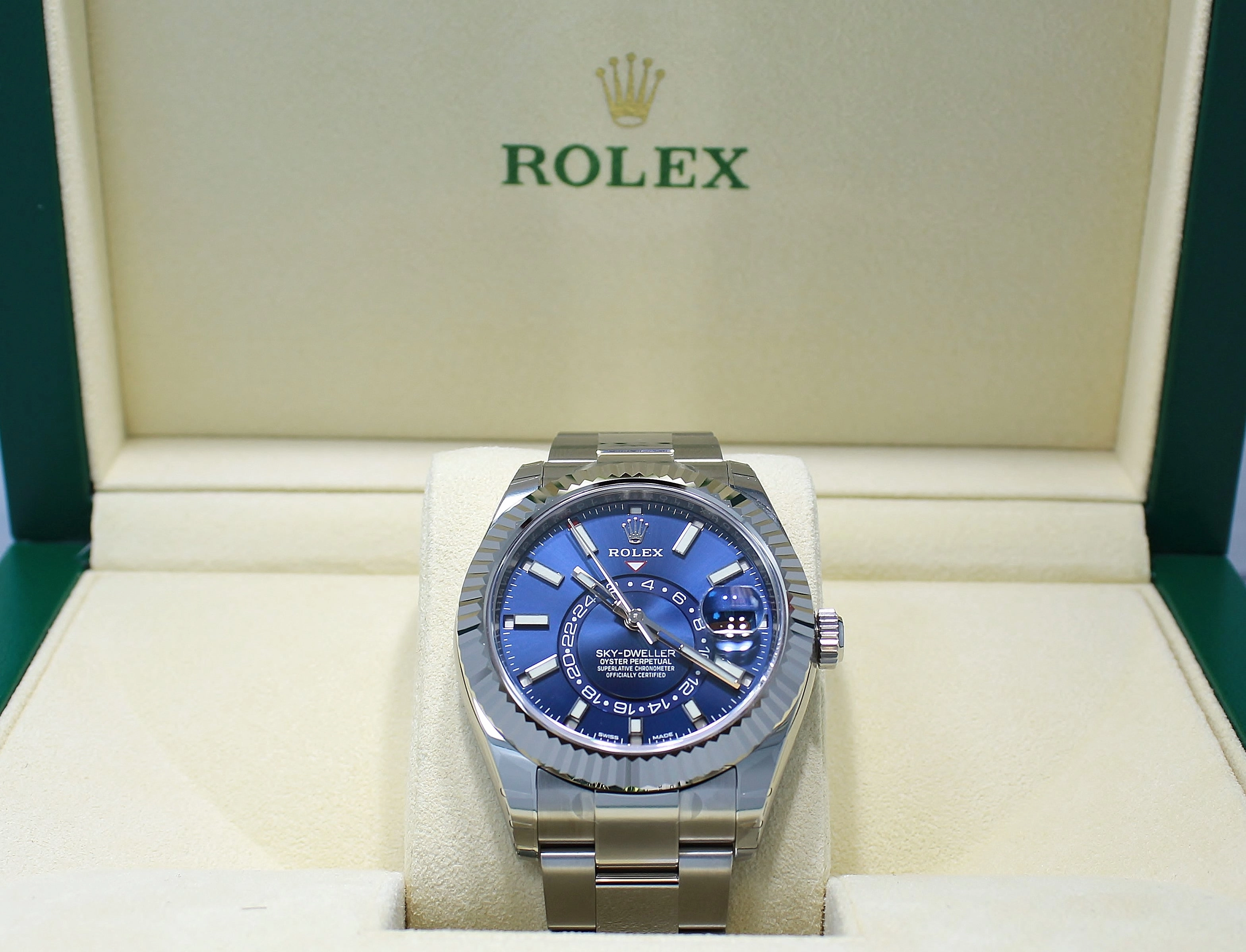 Rolex Sky-Dweller 18K White Gold / SS 326934 BLUSO UNWORN