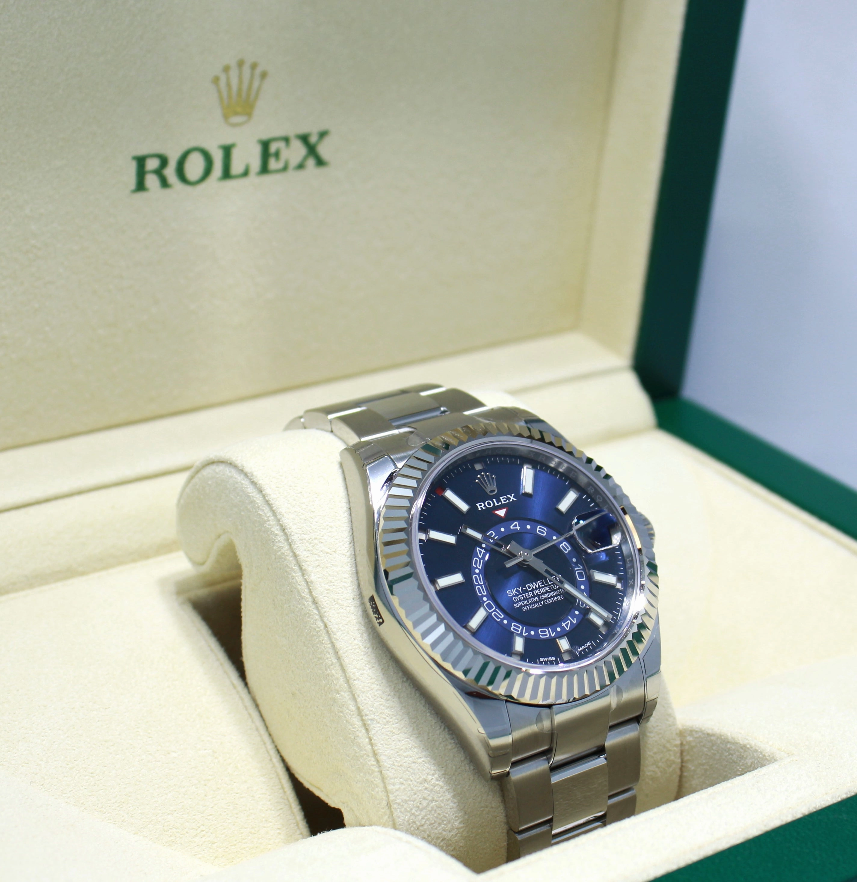 Rolex Sky-Dweller 18K White Gold / SS 326934 BLUSO UNWORN