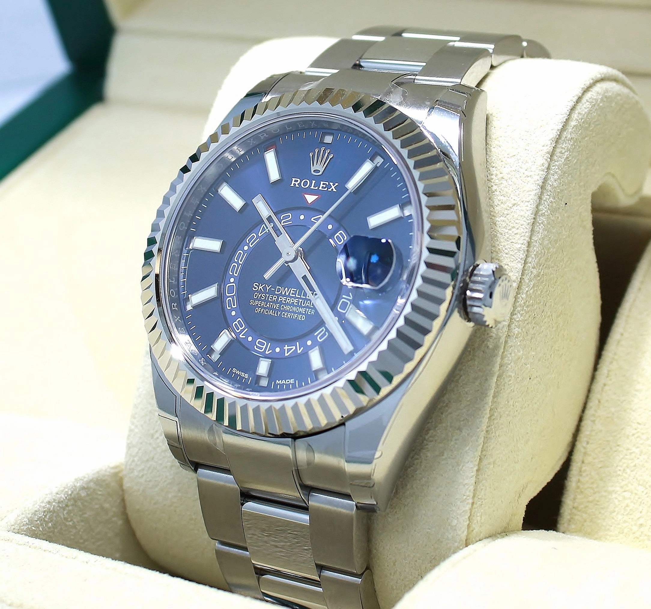 Rolex Sky-Dweller 18K White Gold / SS 326934 BLUSO UNWORN