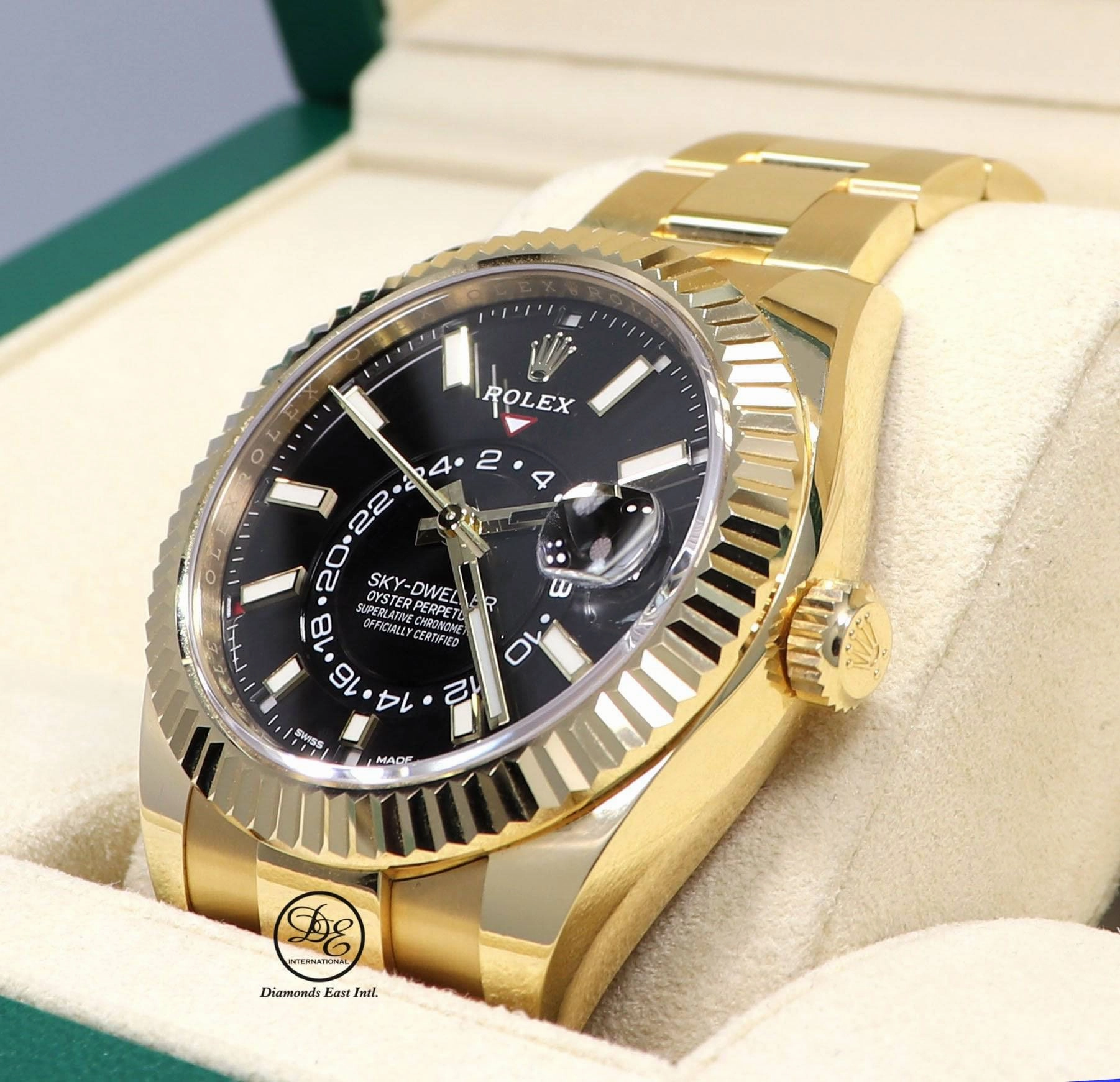 Rolex Sky-Dweller 18K Yellow Gold 326938 Black DIal BOX/PAPERS