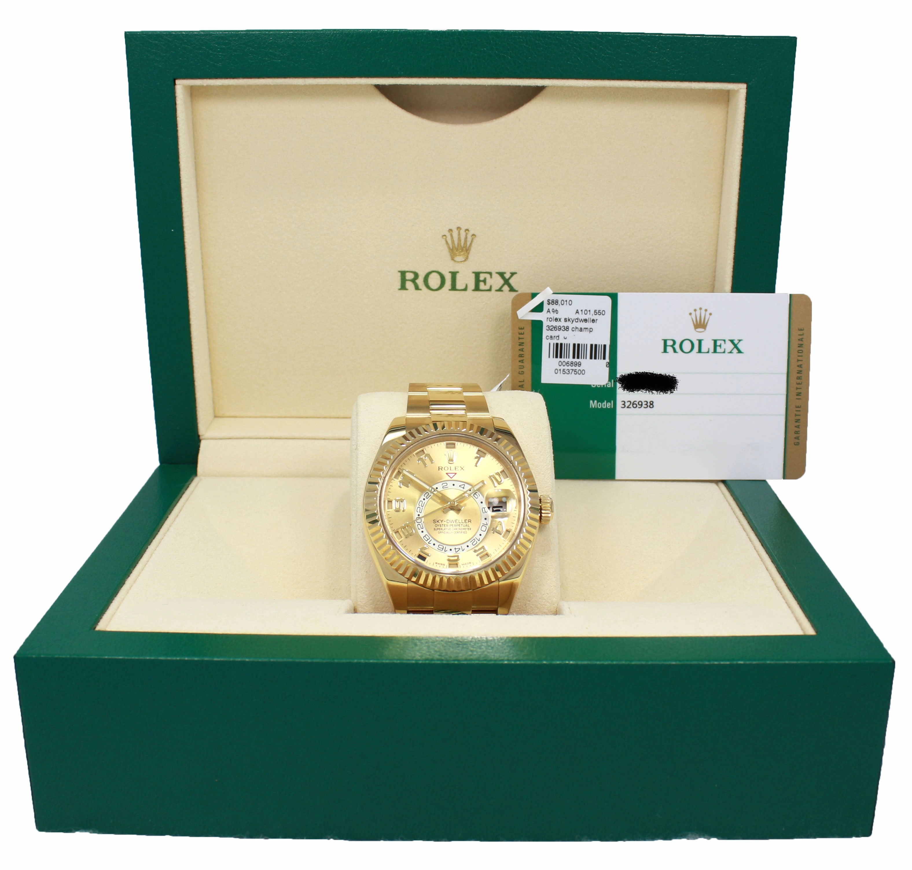 Rolex Sky-Dweller 18K Yellow Gold 326938 GLDARO BOX/PAPERS