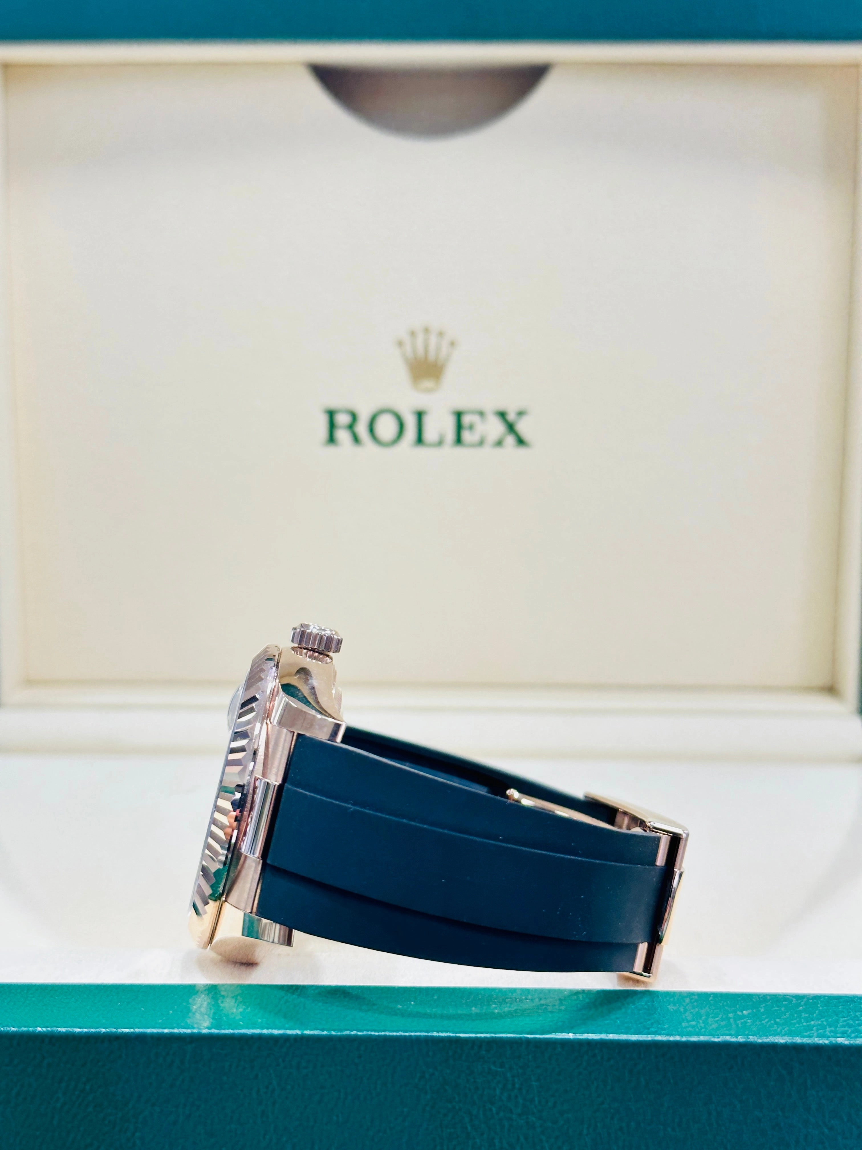 Rolex Sky-Dweller 326235 18K EverRose Gold Chocolate Dial 42 OysterFlex Box And Papers Unworn