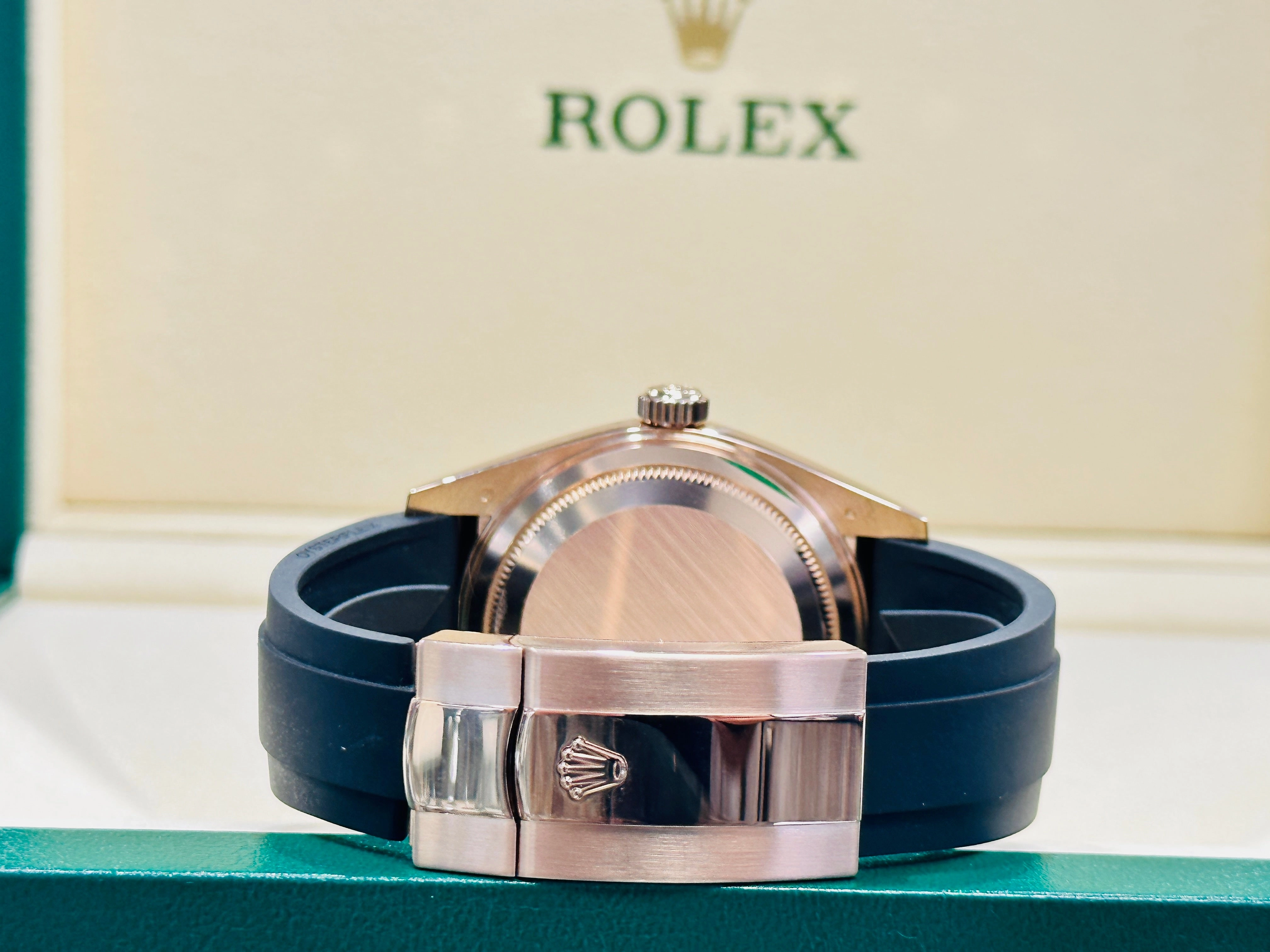 Rolex Sky-Dweller 326235 18k EverRose Gold Rhodium Dial 42 OysterFlex Box and Papers