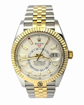 Rolex Sky-Dweller 326933 18k Yellow Gold White Dial Jubilee Box/Papers  MINT