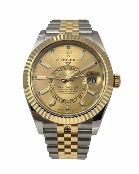 Rolex Sky-Dweller 326933 Champagne Dial 18k yellow Gold/ ss Jubilee MINT