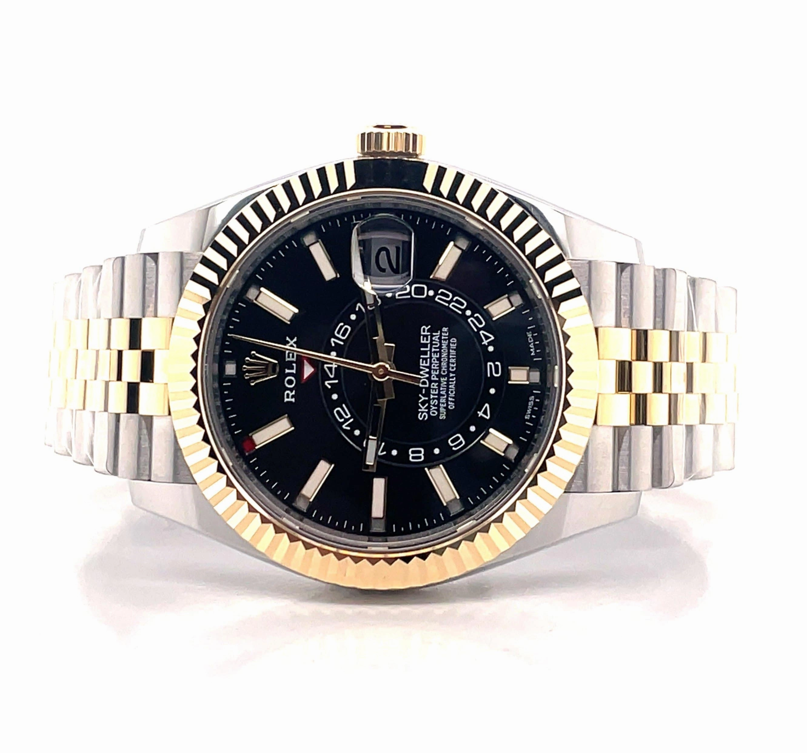 Rolex Sky-dweller 326933 Steel Black Dial Jubilee Perpetual Box/Papers MINT