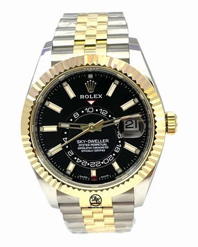 Rolex Sky-dweller 326933 Steel Black Dial Jubilee Perpetual Box/Papers MINT