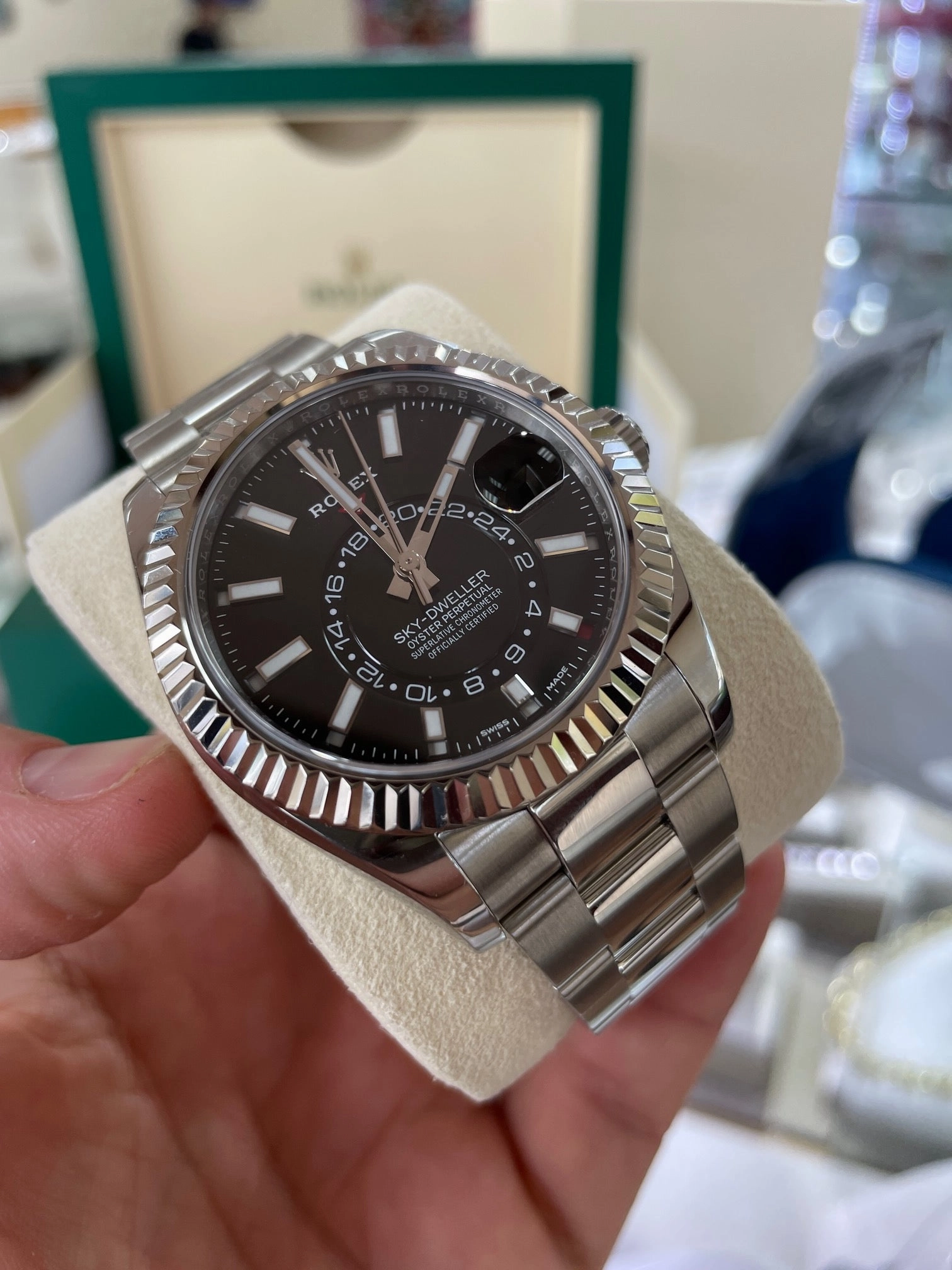 Rolex Sky-Dweller 326934 Black Dial Oyster Box and Papers PreOwned