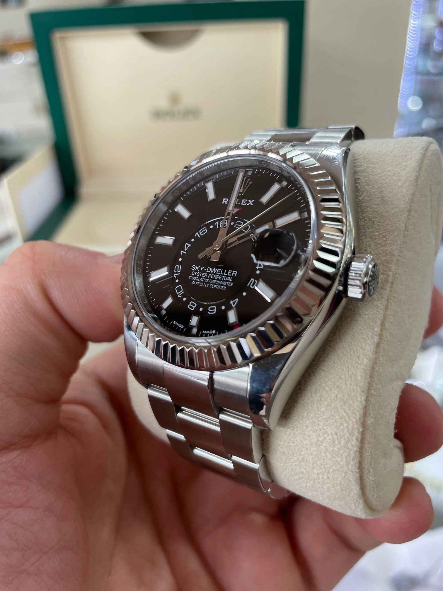Rolex Sky-Dweller 326934 Black Dial Oyster Box and Papers PreOwned