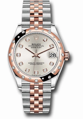 Rolex Steel and Everose Gold Datejust 31 Watch - 24 Diamond Bezel - Ros Diamond Dial - Jubilee Bracelet 278341RBR sdj