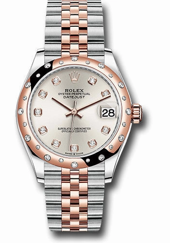 Rolex Steel and Everose Gold Datejust 31 Watch - 24 Diamond Bezel - Ros Diamond Dial - Jubilee Bracelet 278341RBR sdj